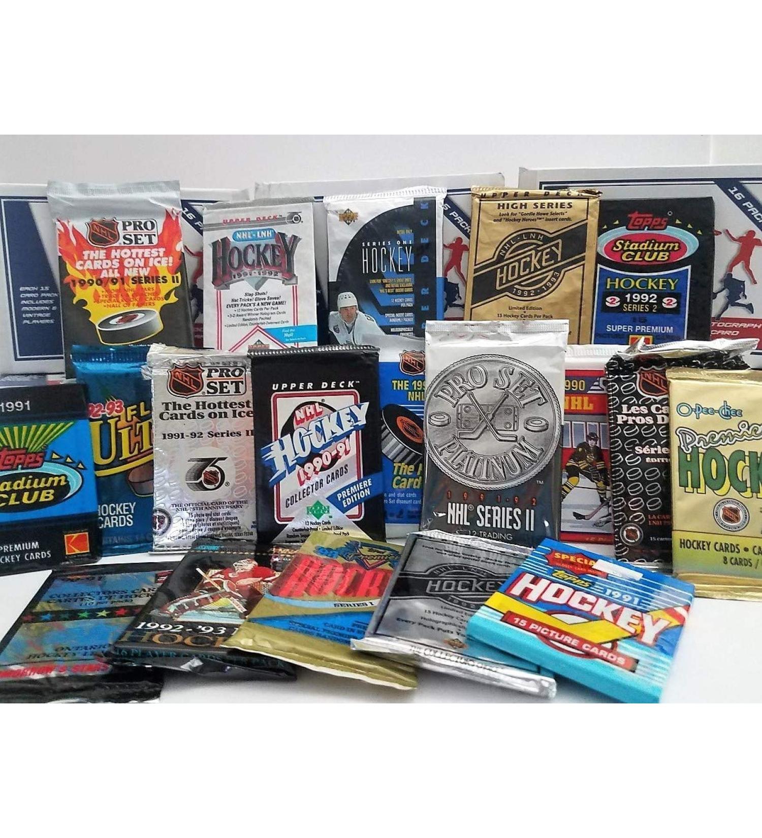 DREAM LOT OF OLD UNOPENED HOCKEY CARDS - 60 Cards in Packs from the Early 90s to Late 90s