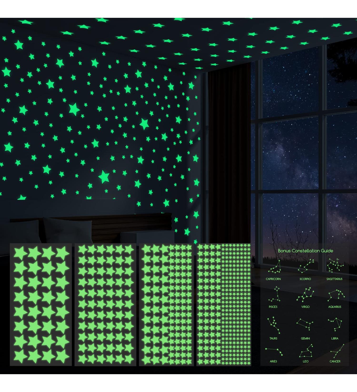 Glow in The Dark Star Wall Stickers - 521pcs Realistic 3D Luminous Stars for Kids Bedroom Decor - Buy Online on SooperMarket.com