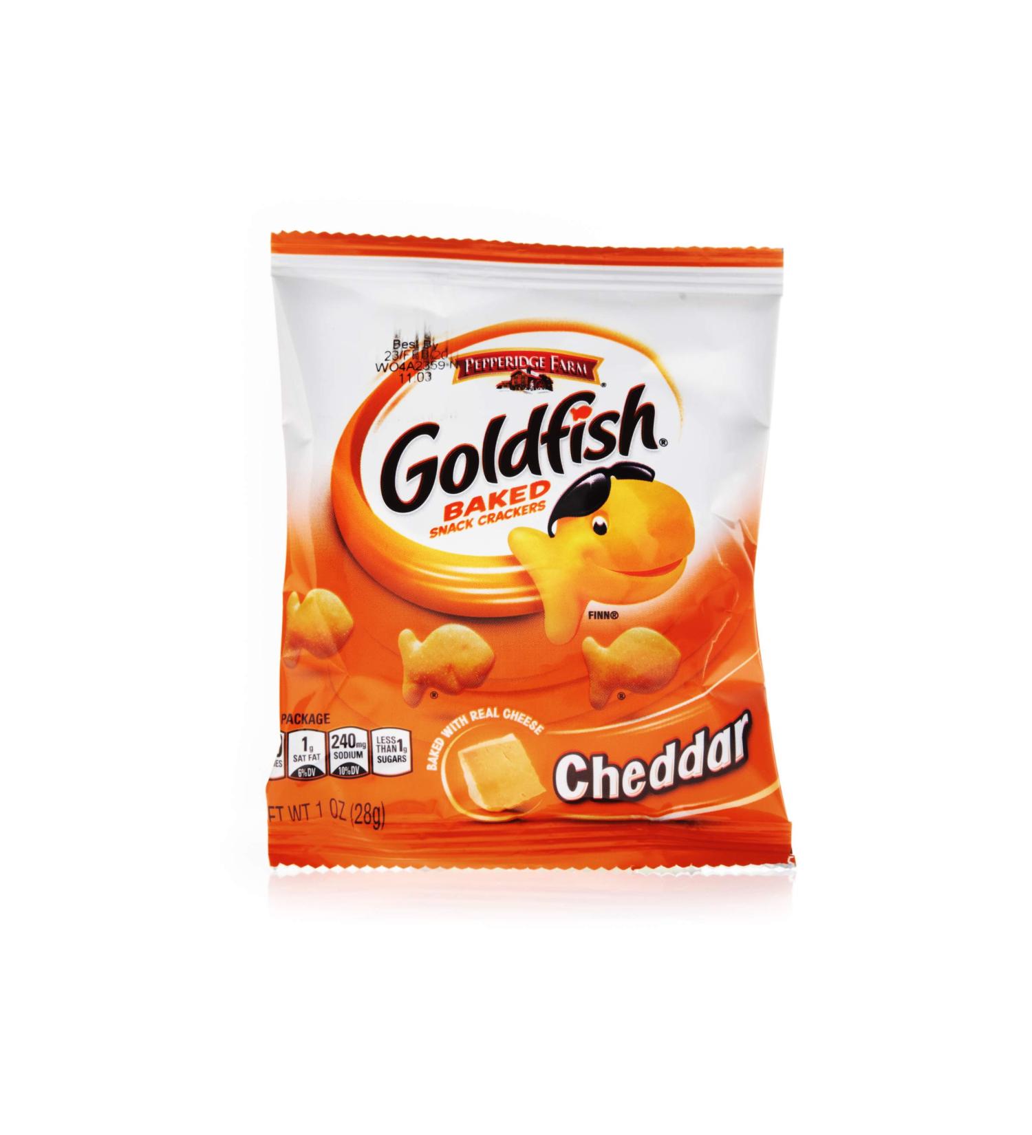 Pepperidge Farm Goldfish Baked Snack Crackers, Cheddar Cheese, 1oz, Pack of 60 - Bulk Cheddar Snack Packs - Buy Online on SooperMarket.com