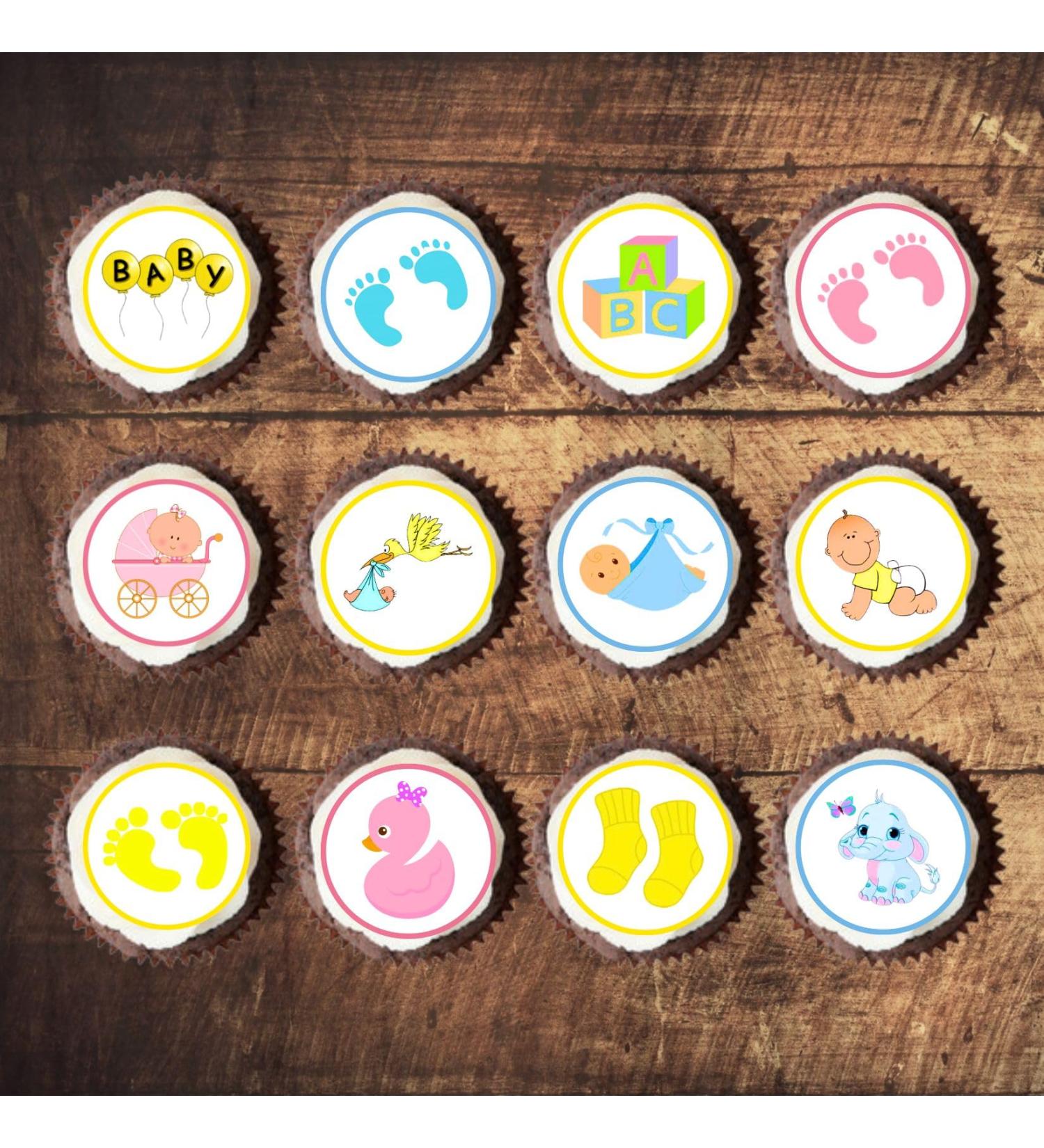 PRECUT Baby Shower Cupcake Toppers Gender Reveal Edible Mini Cake Decorations Edible Baby Shower Decorations Baby Boy Cupcake Toppers Baby Girl Cake Decoration Baby Shower Cake Toppers (24) - Buy Online on SooperMarket.com