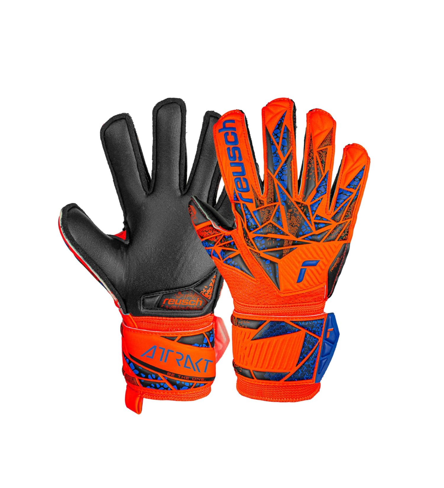 Reusch Unisex Youth Attrakt Silver Junior Goalkeeper Gloves - Size 6 | Orange-Blue-Black - International Shipping Available - Buy Online on SooperMarket.com