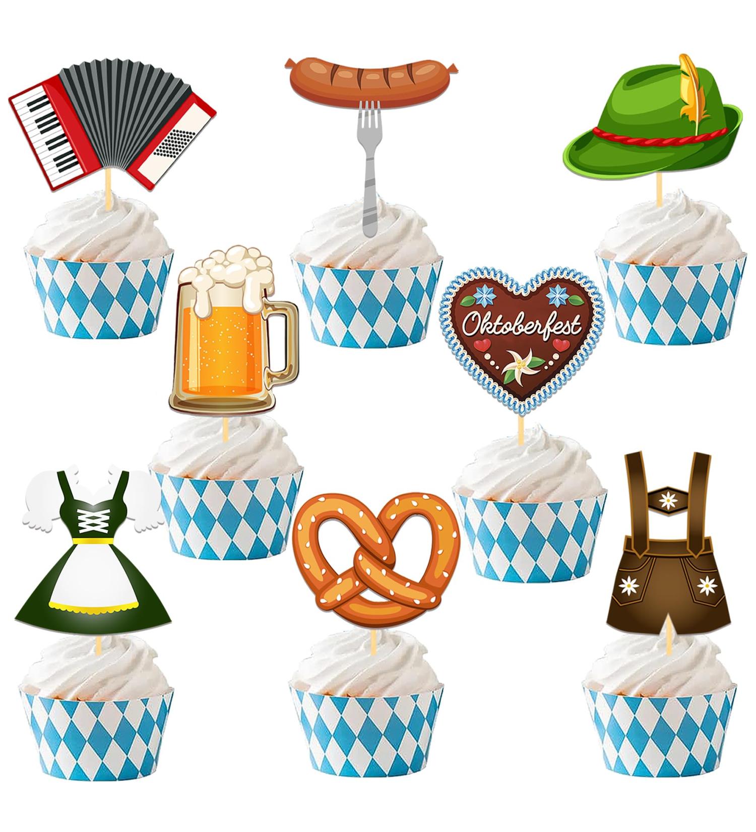 Grehge ter Oktoberfest Cupcake Toppers Oktoberfest Cake Decoration Beer Festival Party Picks German Beer Festival Cake Decoration for Oktoberfest Decoration Bavarian Party Dessert Oktoberfest B - Buy Online on SooperMarket.com