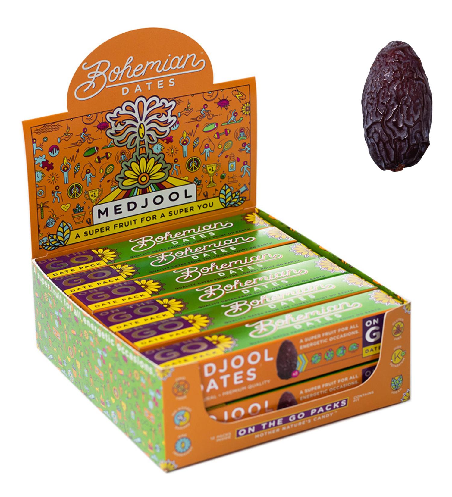 Bohemian Dates Whole Medjool Dates | Premium Extra Large All Natural Grown Fruit | Fresh Grown Fruit | No Added Sugar | Soft  Chewy  Caramel Flavor  12 Pack of 3 - 36 Count Total (2 LB) - Buy Online on SooperMarket.com