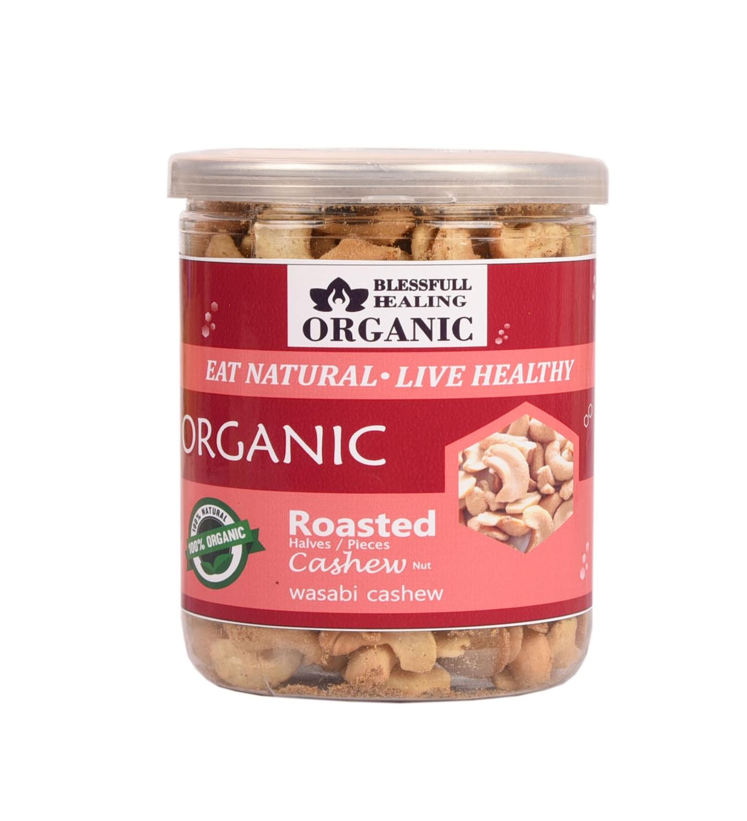Blessfull Healing Organic Natural Vegan Wasabi Roasted Halves/Pieces Cashew Nuts Crunchy Kaju 250 Gram - Buy Online on SooperMarket.com