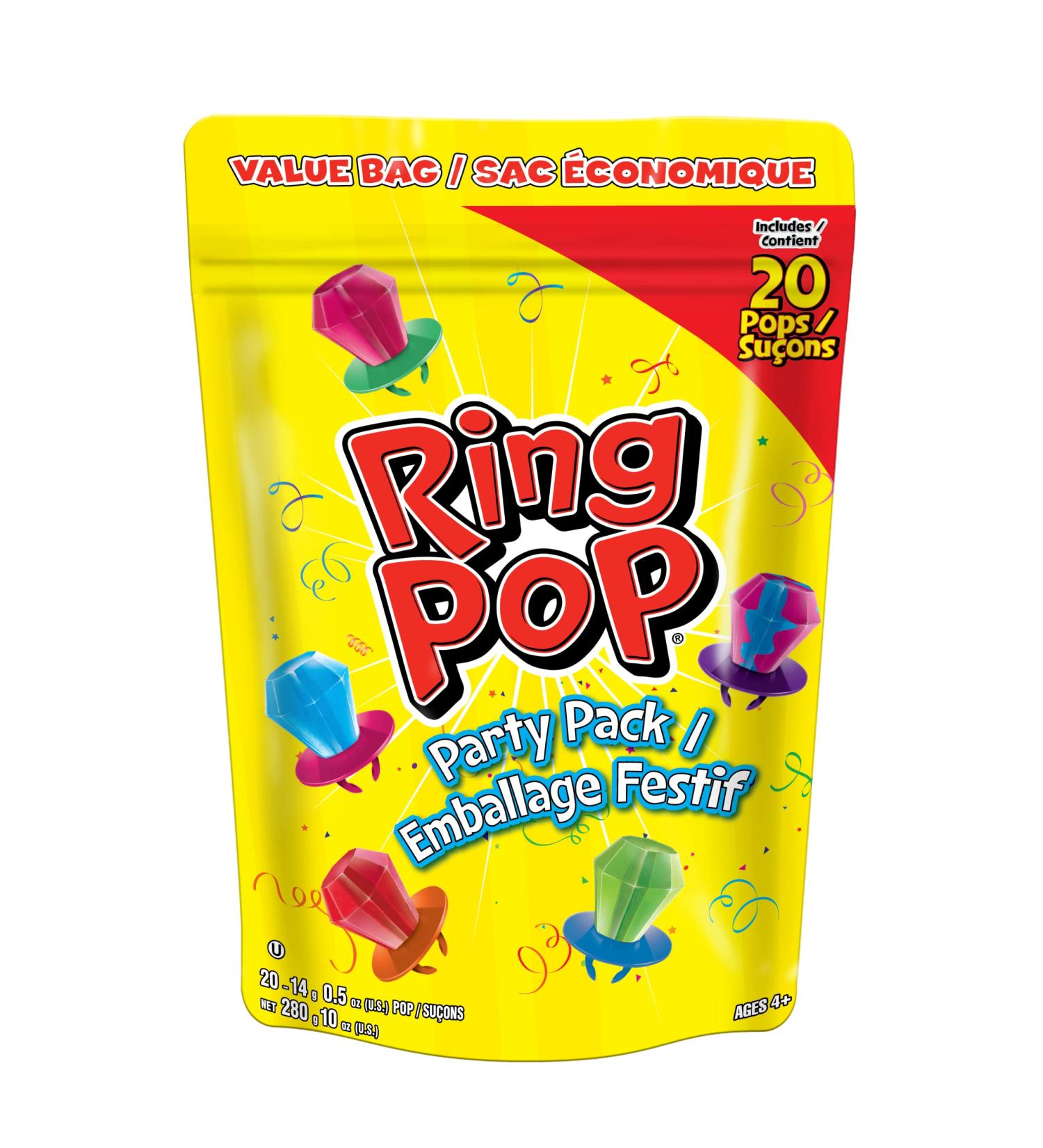 Ring Pop - Assorted Fruit Flavours - Bulk Variety Bag of Individually Wrapped Lollipop Suckers - Fun Candy for Birthdays and Parties 20 Count - Buy Online on SooperMarket.com
