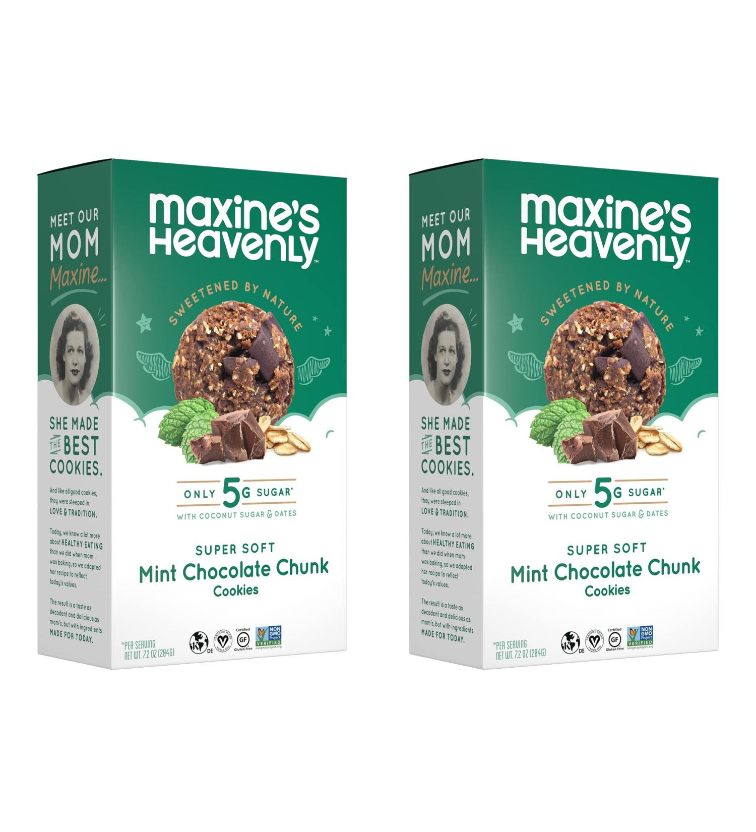 Maxine's Heavenly Mint Chocolate Chunk Cookies | Vegan & Gluten Free | Sweetened with Coconut Sugar & Dates | Low Sugar & Dairy Free | 7.2 oz (2 pack) - Buy Online on SooperMarket.com