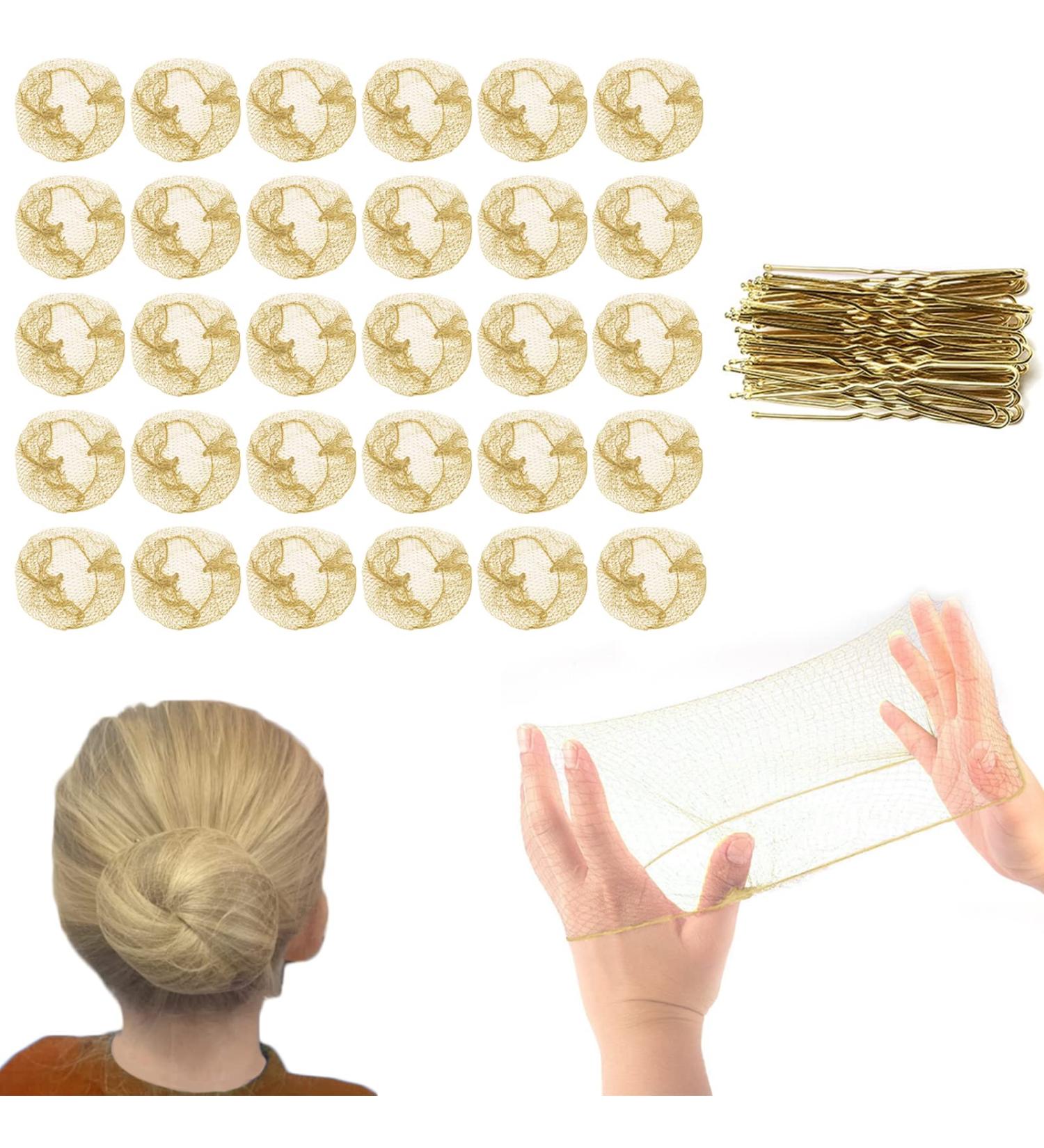 Shakeel 30pcs Invisible Hair Nets for Buns with 20pcs U Shape Hair Pins - Mesh Ballet Bun Nets for Women and Girls - Gold Hair Nets for Dancer and Caterers - Buy Online on SooperMarket.com