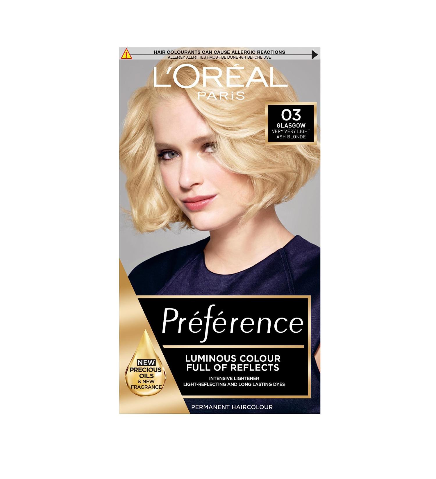 L'Or al Paris Luminous Colour 03 Lightest Ash Blonde Hair Dye - 100% Grey Coverage - Long-lasting Radiance - For All Hair Types - Preference 1 Application - Buy Online on SooperMarket.com