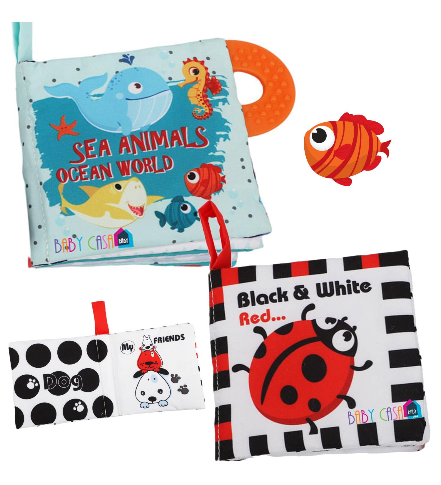 Soft Cloth Crinkle Books for Babies 0-12 Months - High Contrast Baby Toys Gift Set - Buy Online on SooperMarket.com