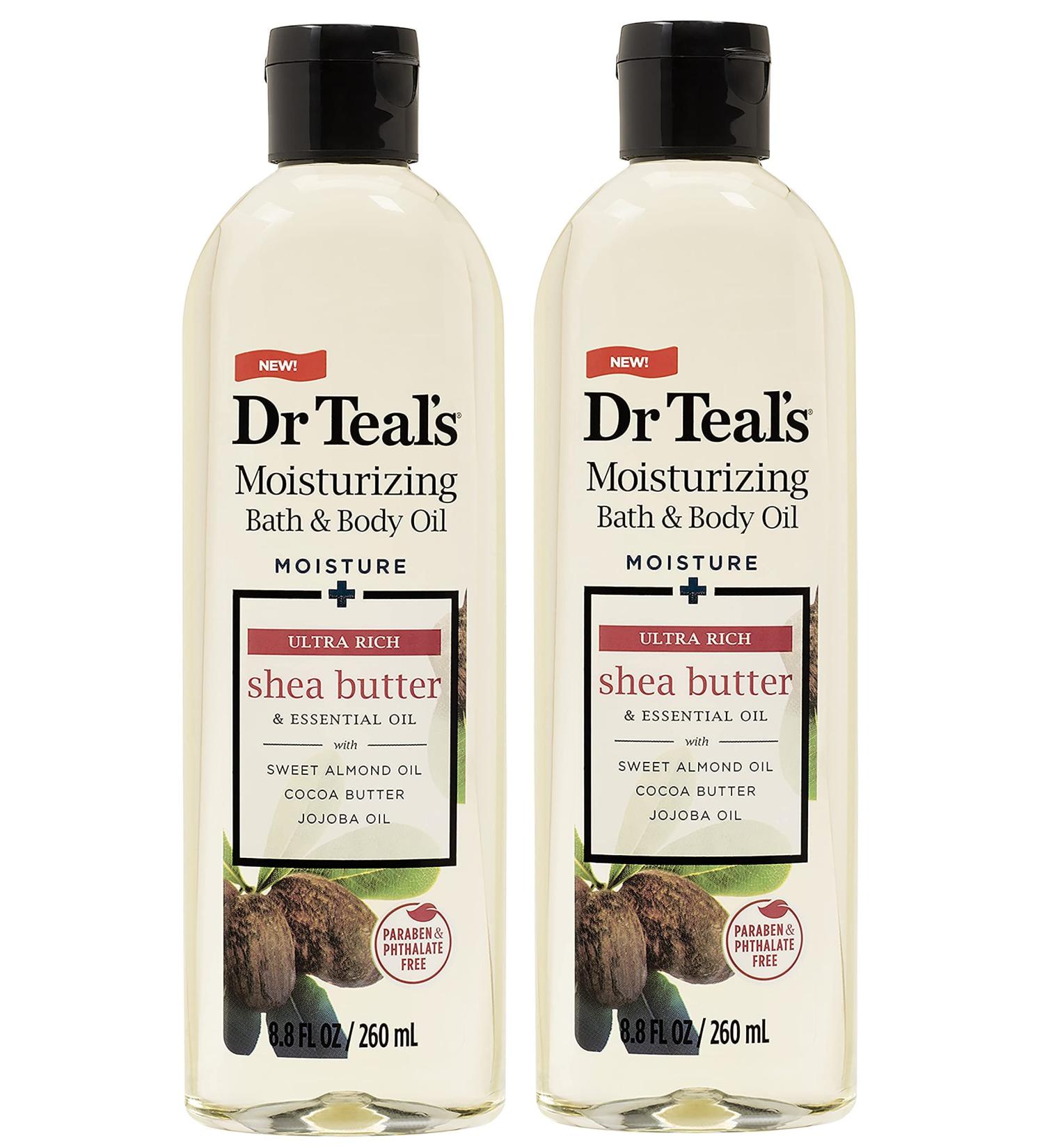 Dr. Teal's Moisturizing Bath & Body Oil 2-Pack - Shea Butter & Essential Oil Blend for Skin, Senses, Stress Relief - 17.6 Fl Oz Total - Buy Online on SooperMarket.com