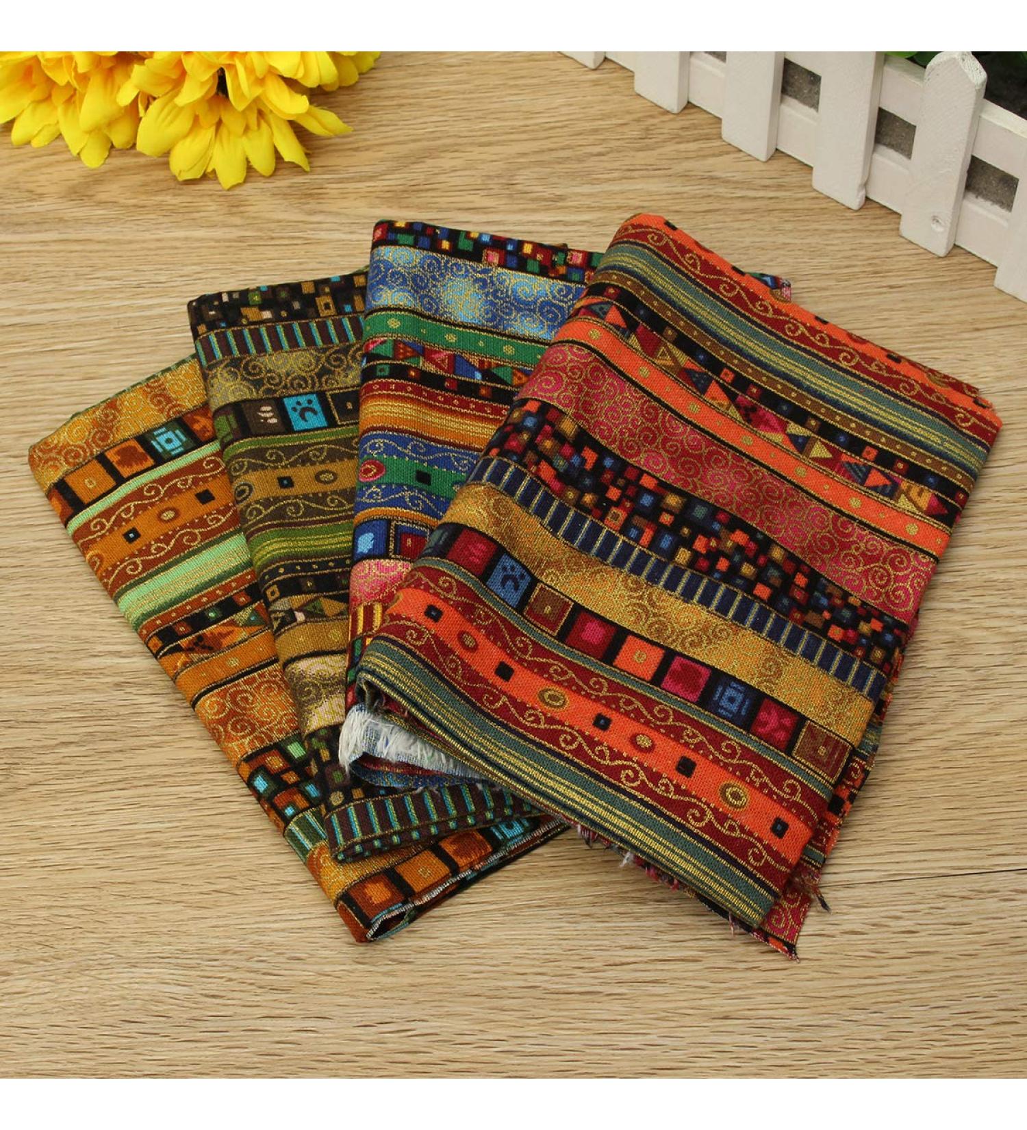 HAPYLY Pack of 4 Assorted Cotton and Hemp Pre-Cut Fat Quarters Quilt Fabric 50x70CM - Multicolor - Buy Online on SooperMarket.com