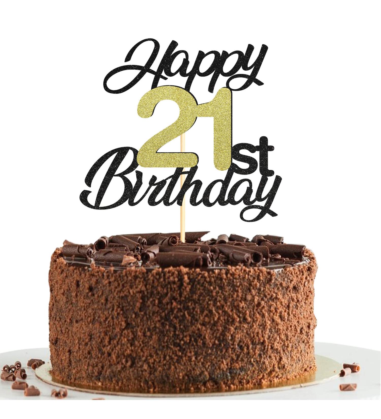 Shop Sumerk 21 Cake Attachments Gold & Black Birthday Party Decor for 21st Celebration - Buy Online on SooperMarket.com
