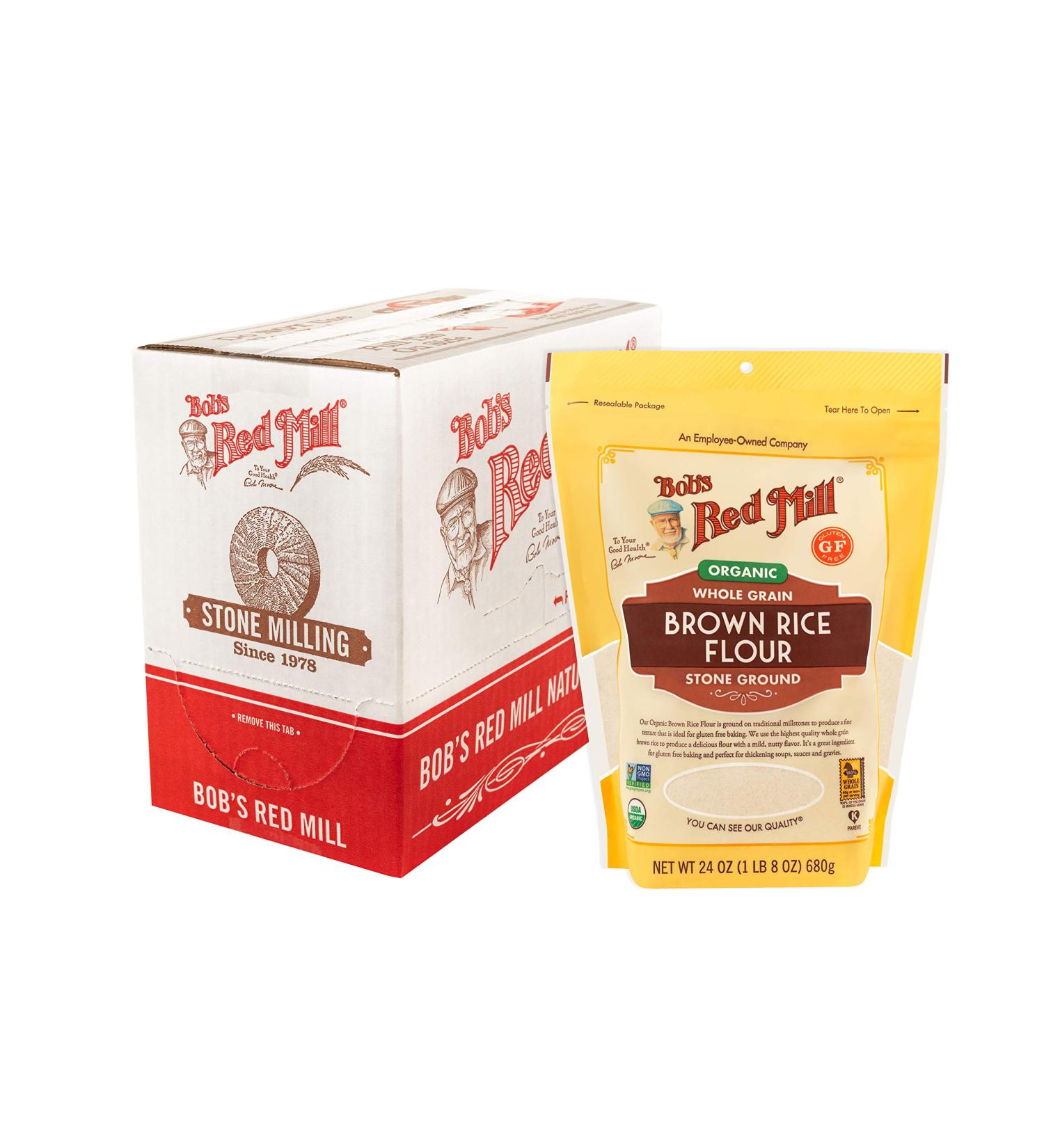 Bob's Red Mill Organic Brown Rice Flour 24 oz - Pack of 4 | 6 lb Total | Gluten-Free & Non-GMO - Buy Online on SooperMarket.com