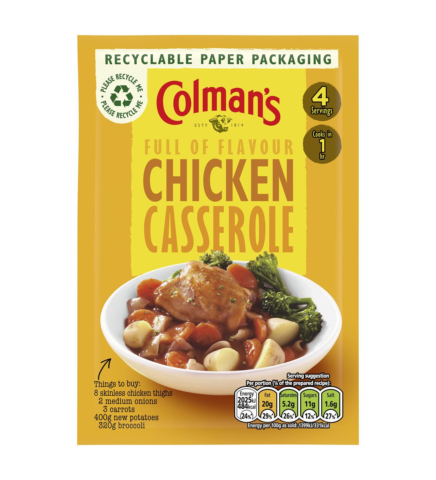 Colman's Chicken Casserole Recipe Mix - 40g | Easy & Quick Meal Solution - Buy Online on SooperMarket.com