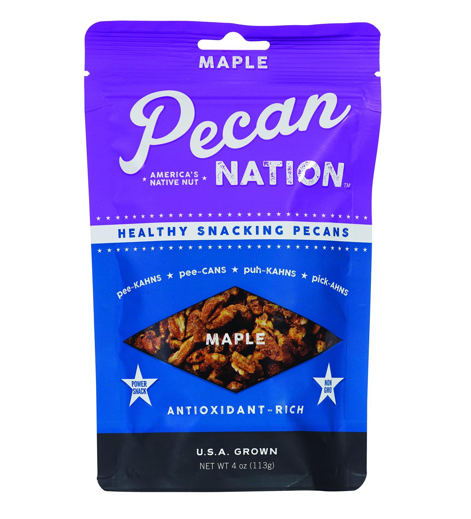 Pecan Nation Maple Flavored Roasted Sweet Pecan Pieces 4 oz - Natural, Antioxidant-Rich, Non-GMO Nut Snack for Adults & Kids - Buy Online on SooperMarket.com