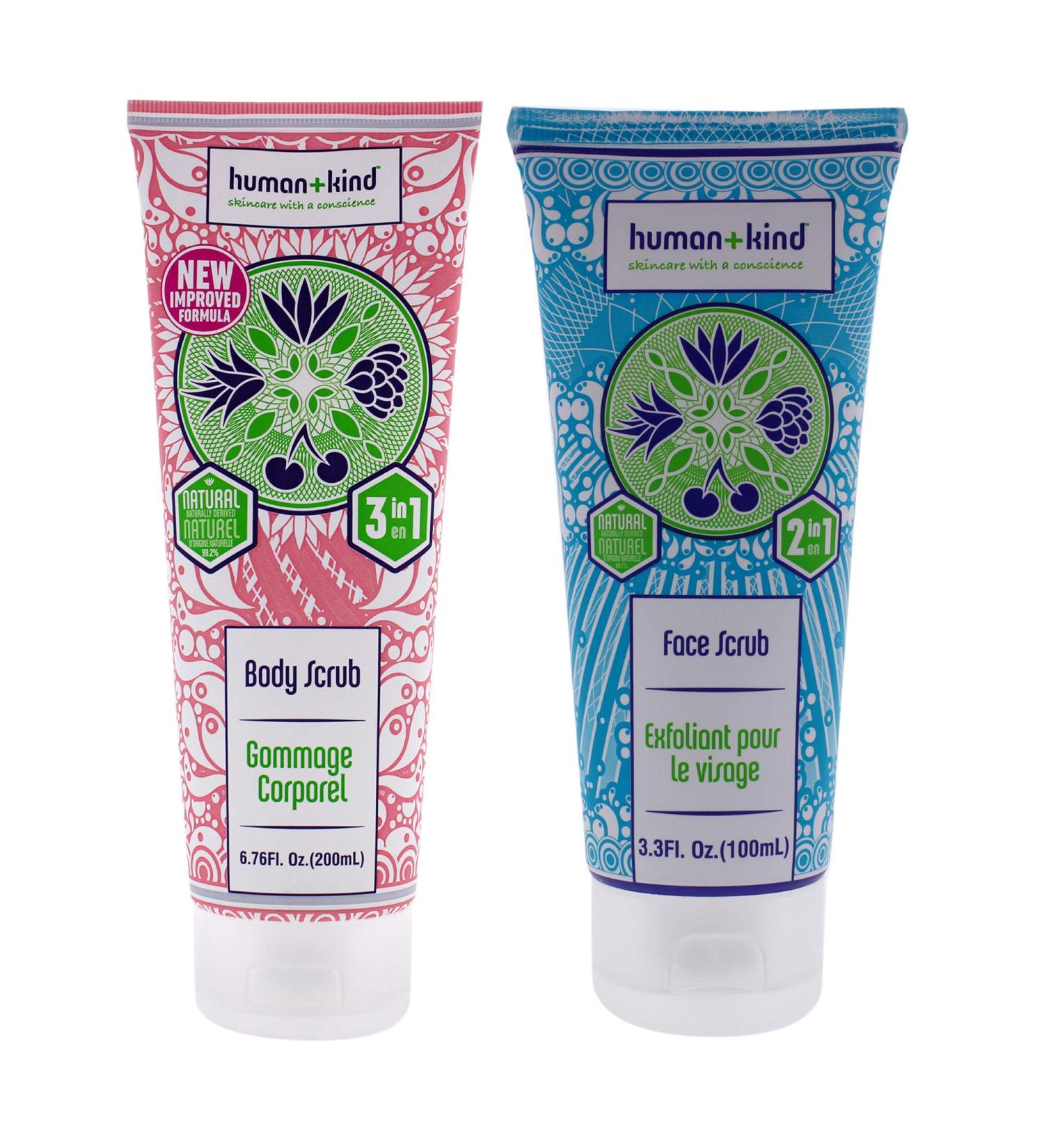 Human+Kind Body and Face Scrub Kit Unisex 2 Pc