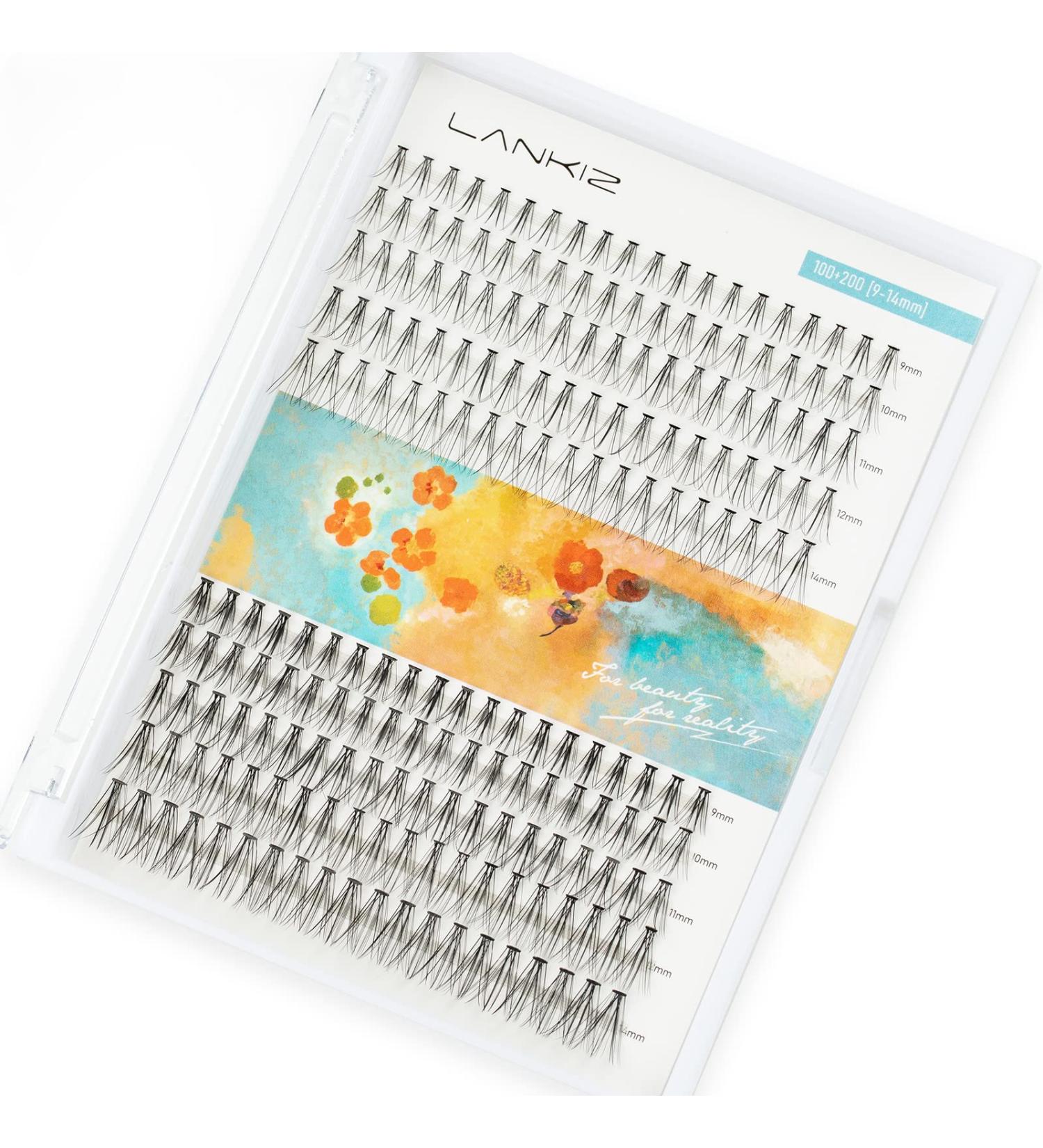 LANKIZ Cluster Lashes - DIY Featherlight Synthetic Eyelash Extension Wisps - Reusable Soft False Eyelashes - Natural Look - 10D+20D (9-14mm) - Buy Online on SooperMarket.com
