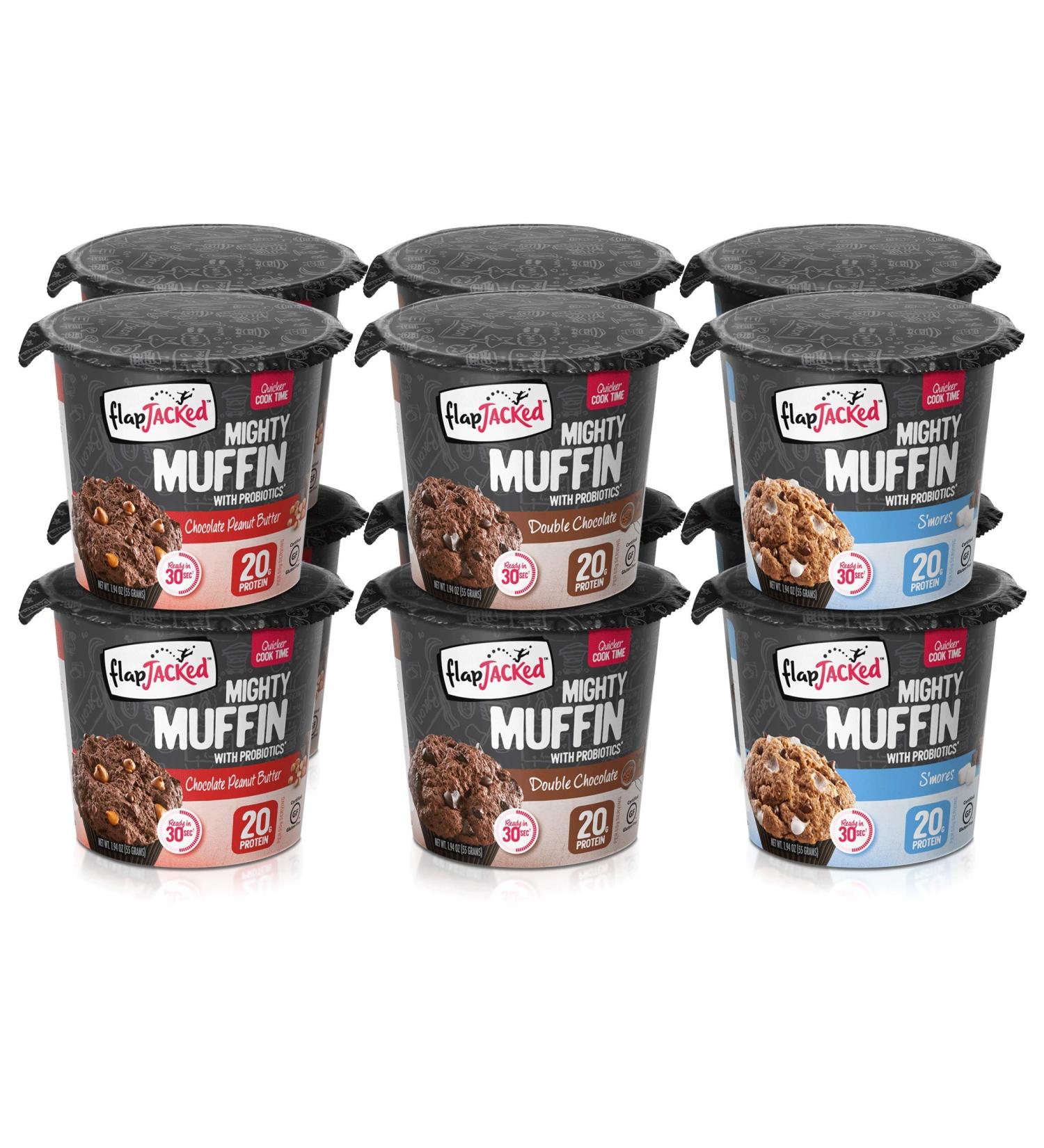 FlapJacked Mighty Muffins Chocolate Lovers Variety 12 Pack | 20g Protein + Probiotics - Buy Online on SooperMarket.com