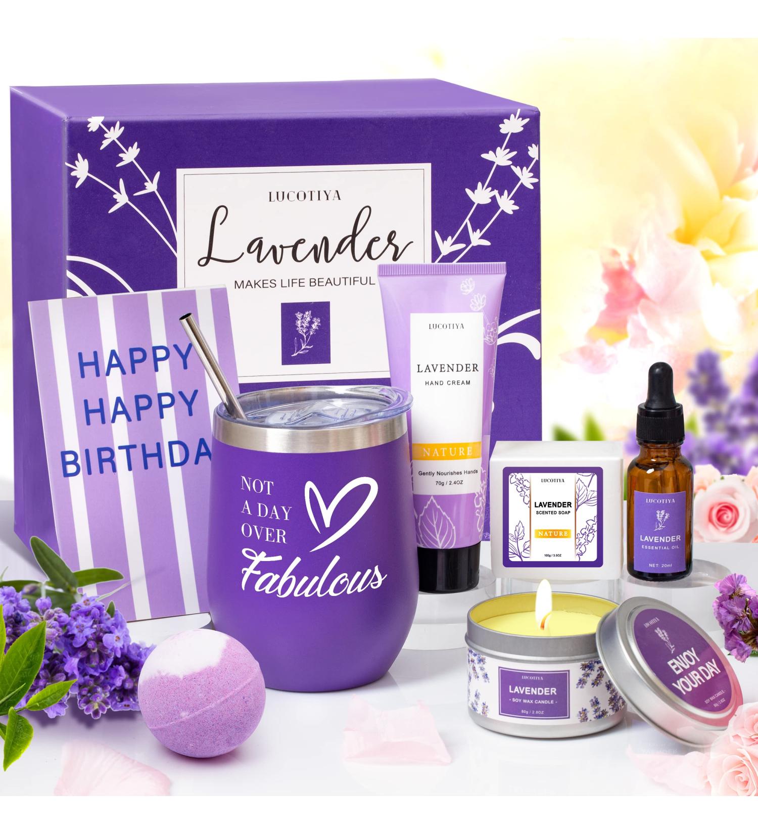 Birthday Gifts for Women Best Friends Spa Gifts Baskets for Female Unique Bath and Body Works Gifts Set Lavender Self Care Gifts Purple Relaxing Inspirational Gifts for Mom Grandma Teacher - Buy Online on SooperMarket.com