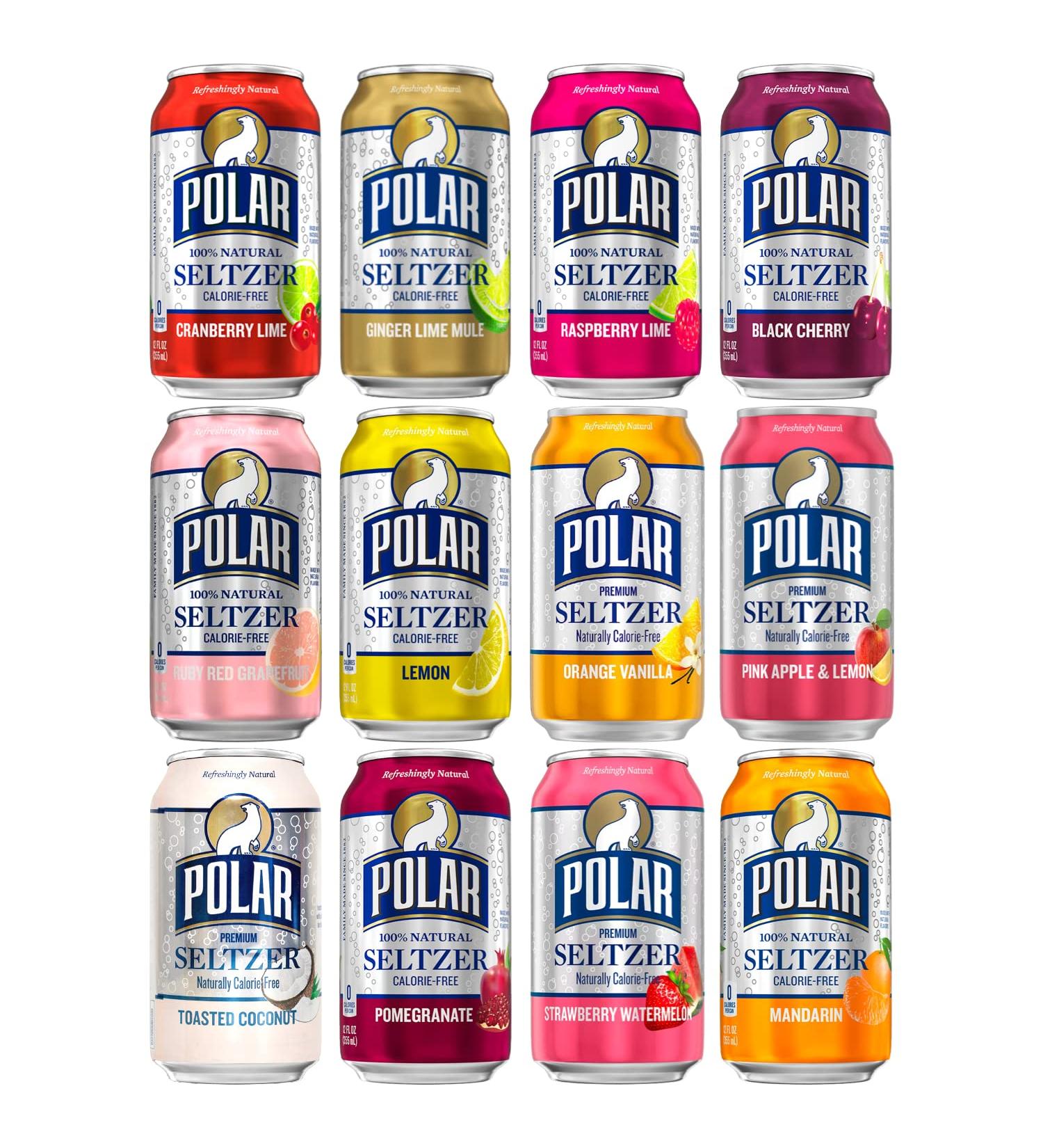 Polar Seltzer Water Assorted 12 Pack - 12 Flavor Variety, 12 fl oz Cans by LastFuel - Buy Online on SooperMarket.com