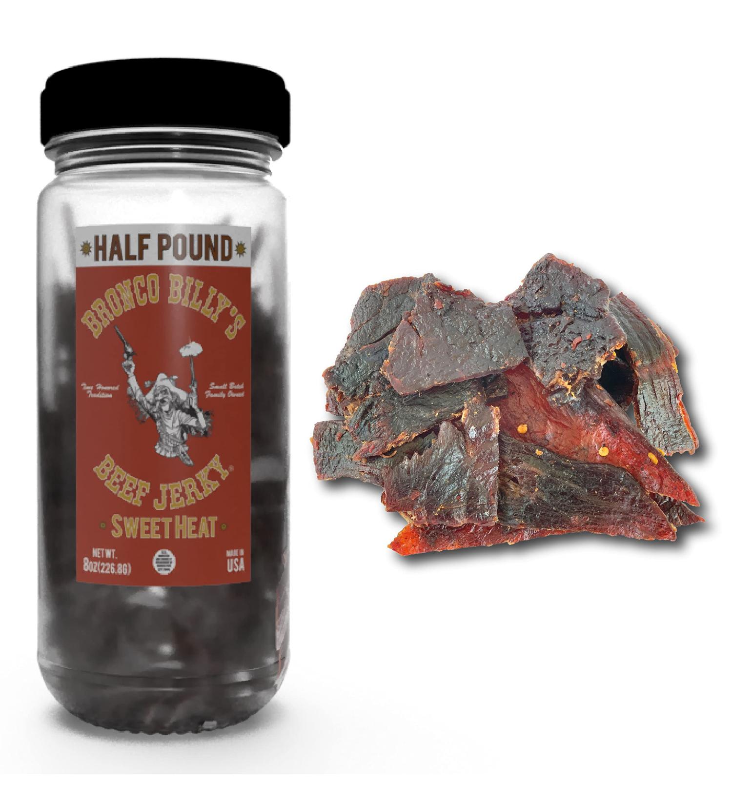 Bronco Billy's Beef Jerky Sweet Heat Half Pound Jar - Buy Online on SooperMarket.com