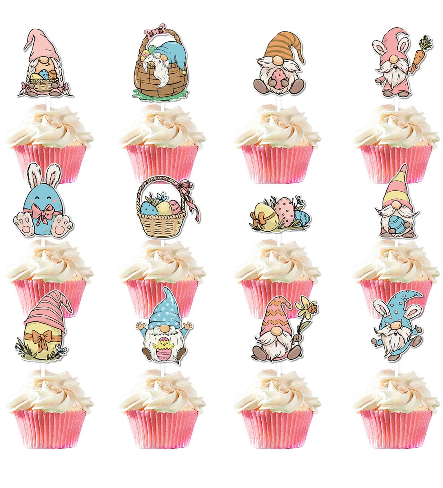 Colorful Easter Cake Decorations Set Of 12pcs Rabbit Gnomes Cupcake Toppers Spring Theme Decor Easter Party Supplies Dessert Decor - Buy Online on SooperMarket.com