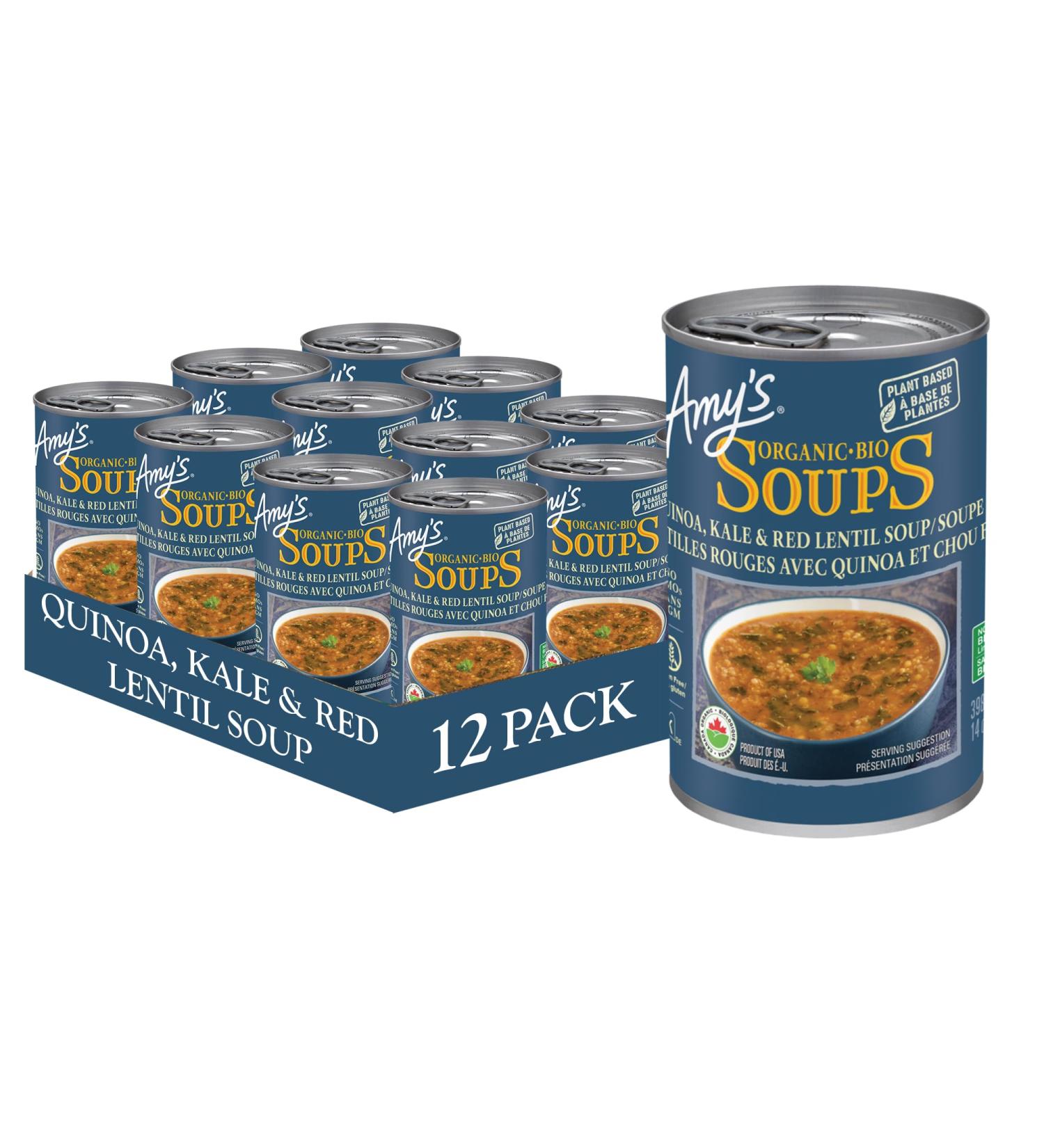 Amy s Kitchen Organic Quinoa Kale & Red Lentil Soup Vegan Gluten-Free Dairy-Free Soy-Free Kosher Plant-Based 12-pack (398ml per can) - Buy Online on SooperMarket.com