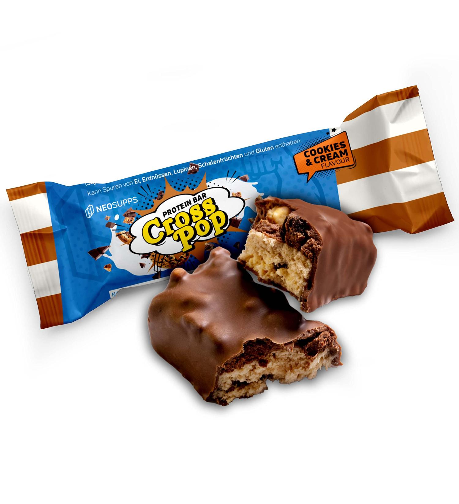 Neosupps CrossPop Cookies & Cream Protein Bar - Low Carb Low Sugar Milk Protein 40g | Best Healthy Snack - Buy Online on SooperMarket.com