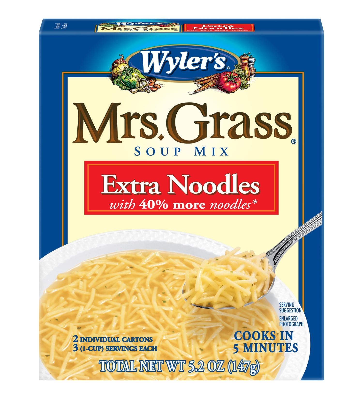 Wyler's Mrs. Grass Extra Noodles Soup Mix - 5.2 oz Boxes (Pack of 12) - Buy Online on SooperMarket.com