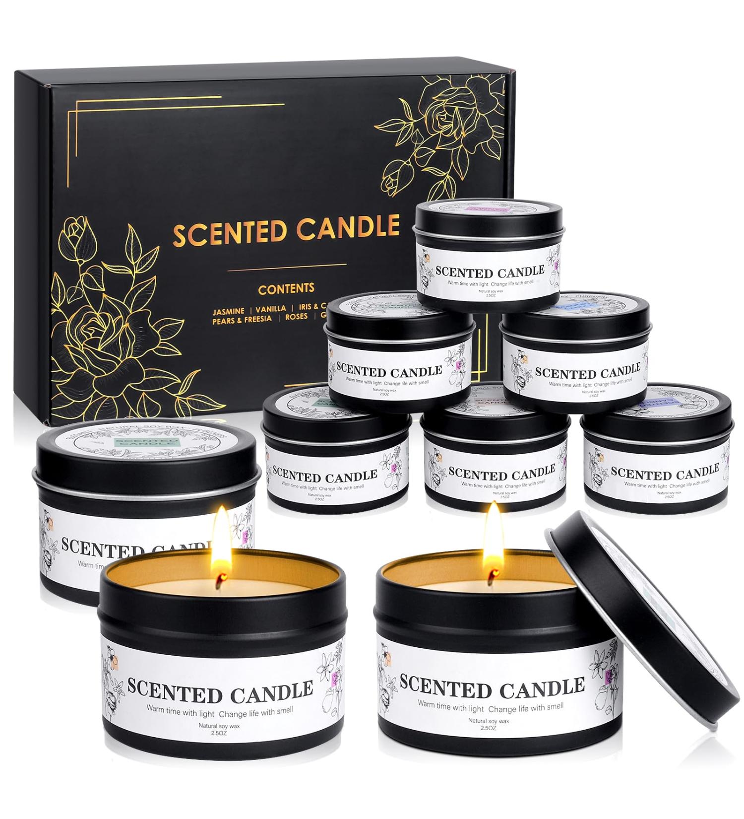 Fragrance Candle Gift Set for Women & Men | 9 x 75g Soy Wax Aromatherapy | Long-Lasting 180 Hours | Perfect for Christmas & Birthday Gifts - Buy Online on SooperMarket.com