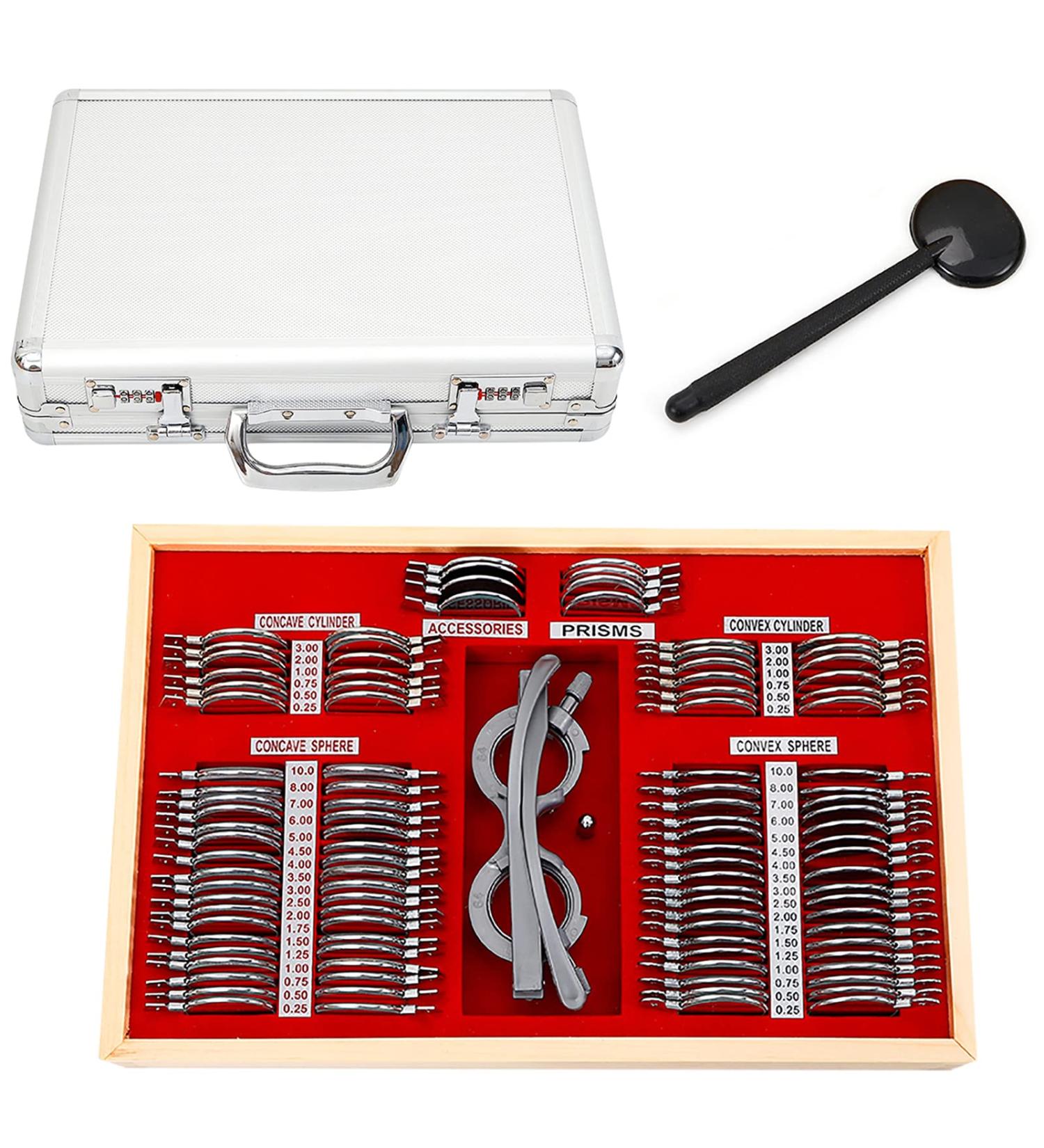 104pcs Optometry Trial Lens Set - Metal Rim Test Lenses & Aluminum Box - Essential Optical Equipment for Eye Care - Buy Online on SooperMarket.com