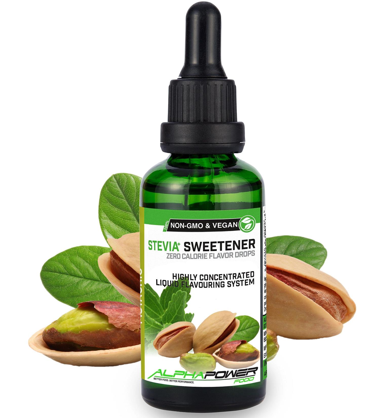 Alphapower Food Stevia Sugar-Free Flavor Drops Natural Pistachio Aroma | 100% Natural Liquid Flavoring | 50 ml Essentials for Water Muesli Desserts & Smoothies (1 Pack) - Buy Online on SooperMarket.com