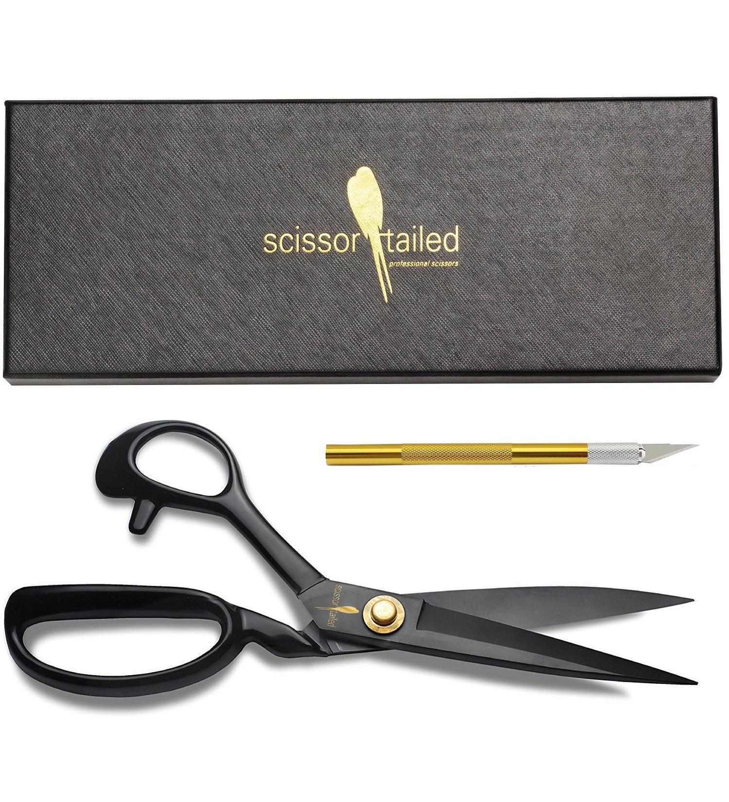 8 Inch Professional Tailor Scissors - Heavy Duty Sewing Shears for Fabric and Leather Cutting - Industrial Grade Sharp Scissors for Home, Office, Artists, and Dressmakers - Black - Buy Online on SooperMarket.com