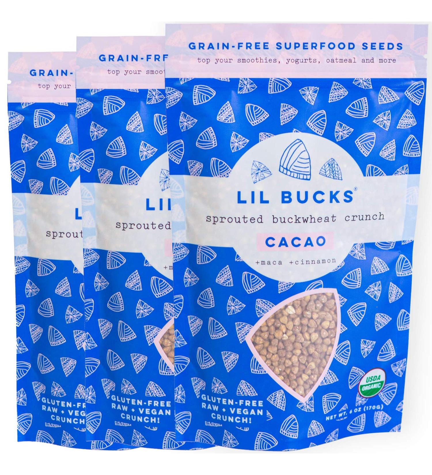Lil Bucks Paleo Cereal - Sprouted Buckwheat Groats Gluten Free Granola (CACAO) 18 Ounces - 3 Pack - Buy Online on SooperMarket.com