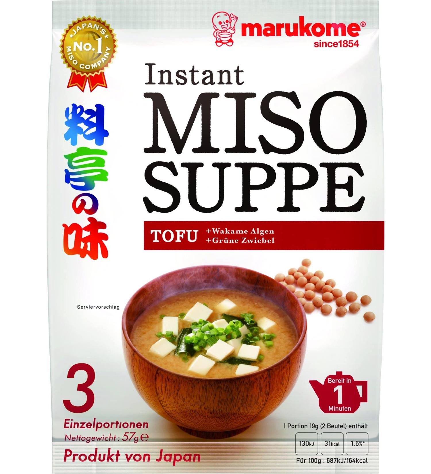 Marukome Instant Miso Soup with Tofu - Quick & MSG Free | Authentic Japanese Flavor (57g) - Buy Online on SooperMarket.com