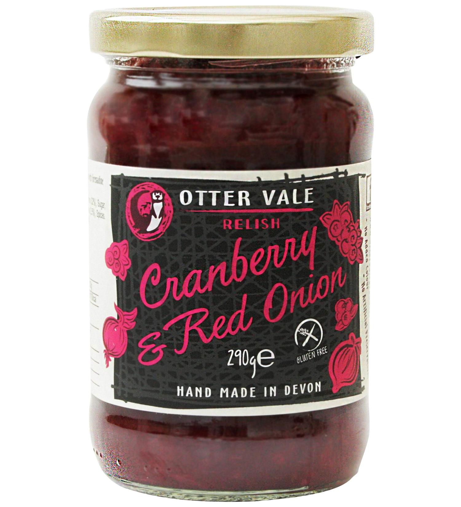 Otter Vale Cranberry & Red Onion Relish mix of cranberry red onion spices and a splash of Grenadine hand-made in Devon gluten-free 280g glass jar - Buy Online on SooperMarket.com