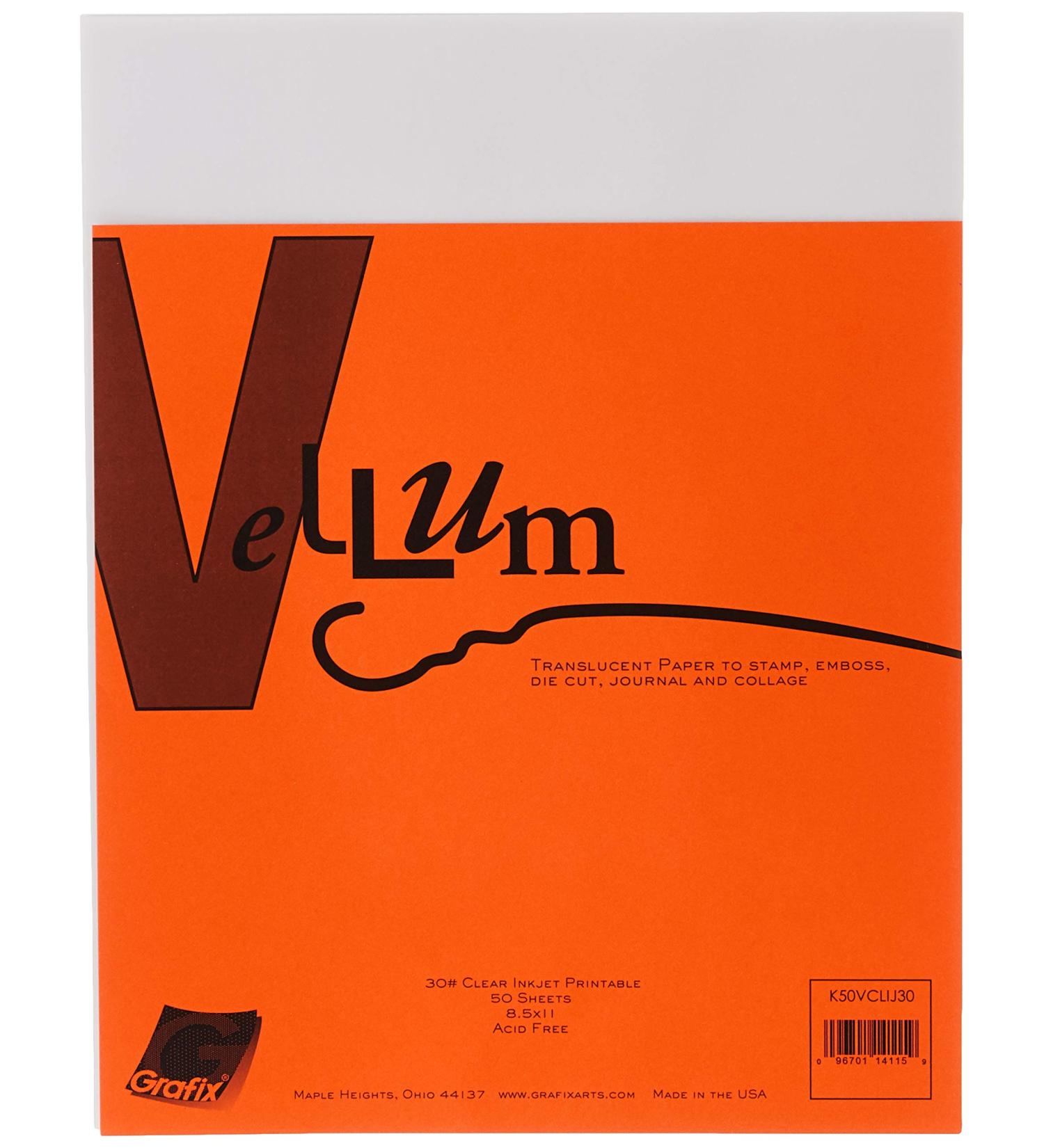 Grafix 30-Pound 8-1/2-Inch by 11-Inch Vellum Inkjet Printable 50-Pack Clear 50-Pack 30-Pound Clear - Buy Online on SooperMarket.com