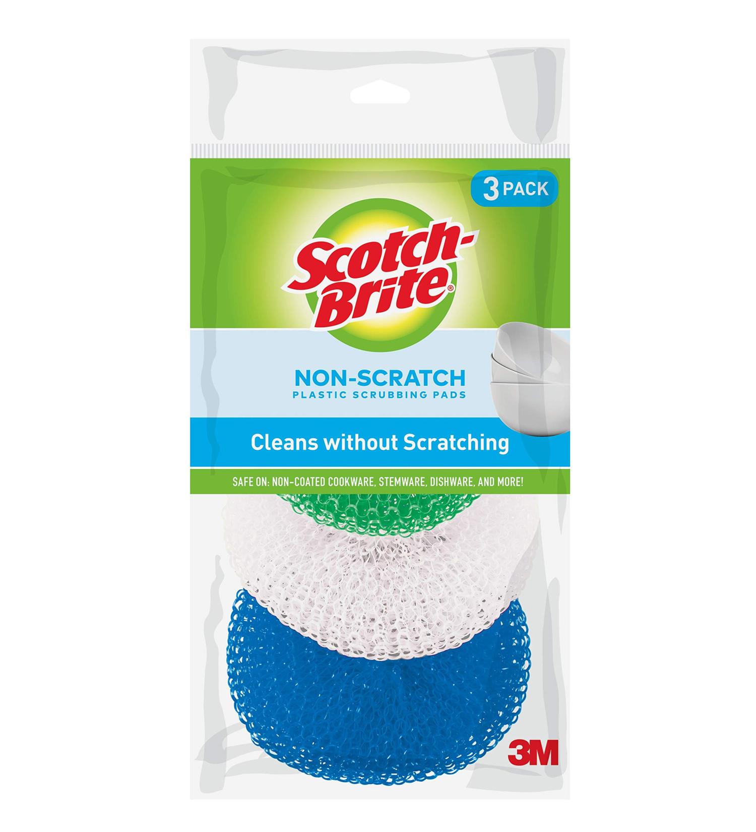 Scotch-Brite Non-Scratch Plastic Scrubbing Pads - Gentle on Dishes, Tough on Grime | Pack of 3 - Buy Online on SooperMarket.com
