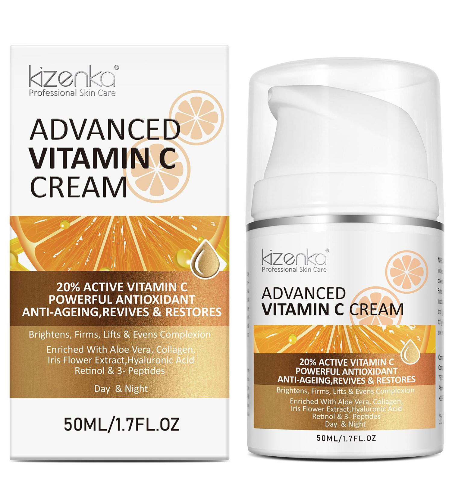 Vitamin C Cream 20% Vitamin C Age Aging Cream for Face and Skin Moisrturiser Day Cream Fits for Women for Smoothing Fine Lines & Wrinkles - 50ml - Buy Online on SooperMarket.com