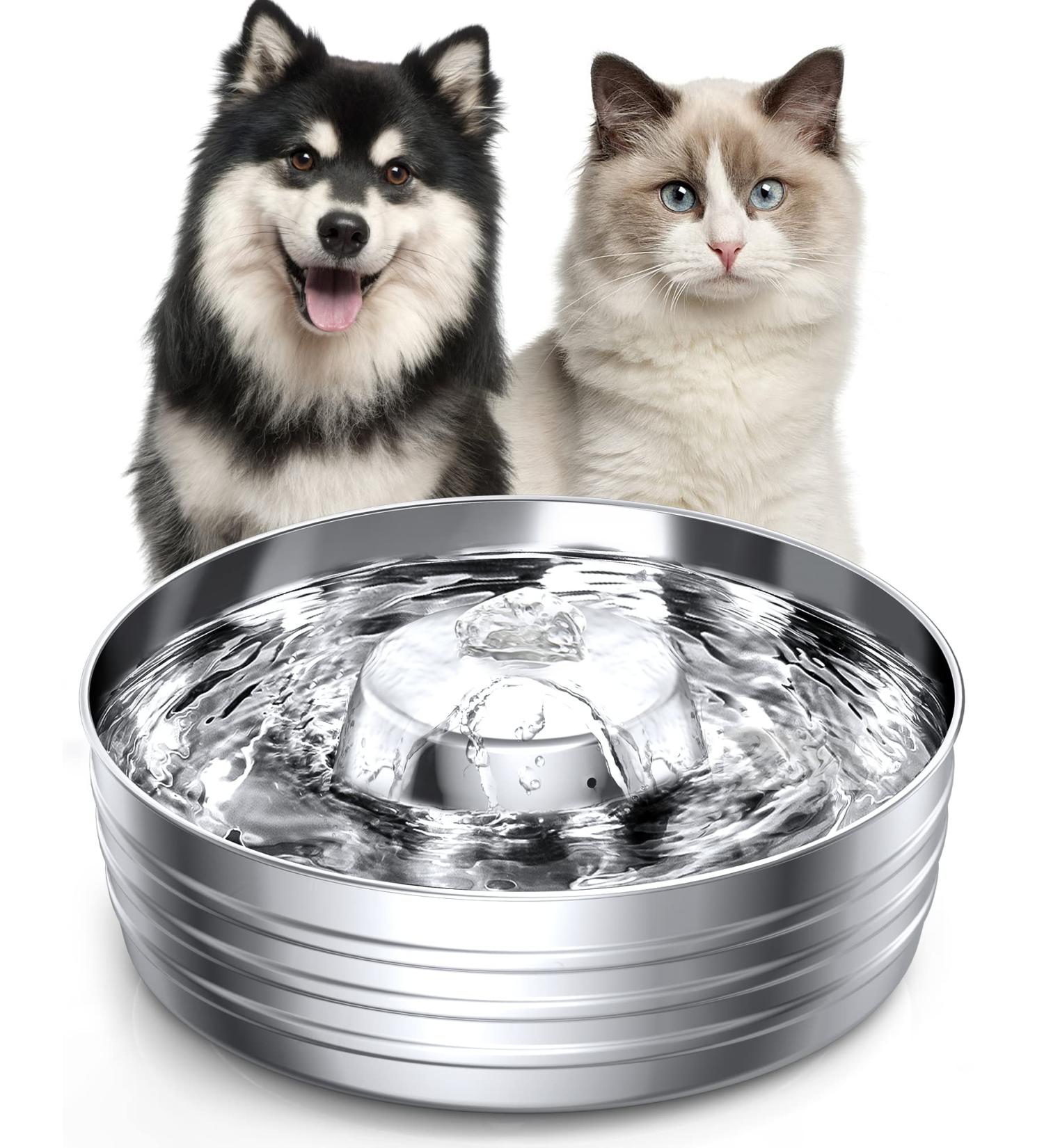 Stainless Steel Cat Water Fountain 3.6L - Automatic Pet Fountain for Dogs and Cats - Ultra-Quiet Pump - Multiple Pet Water Bowl Dispenser - Sliver - Buy Online on SooperMarket.com