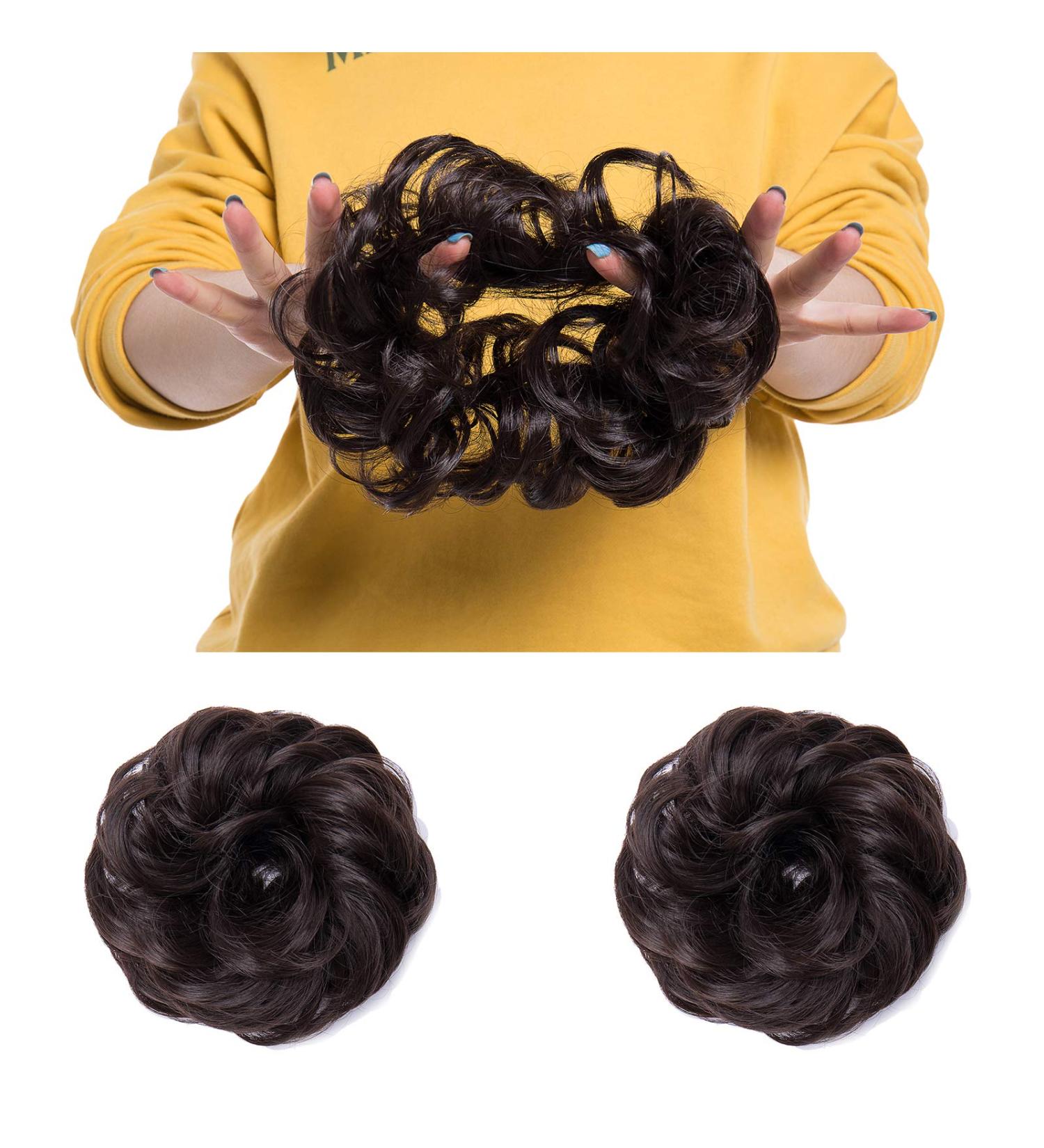 Medium Brown 35g Hair Bun Donut Chignon Scrunchie Updo Hairpiece - Ponytail Extensions - Buy Online on SooperMarket.com