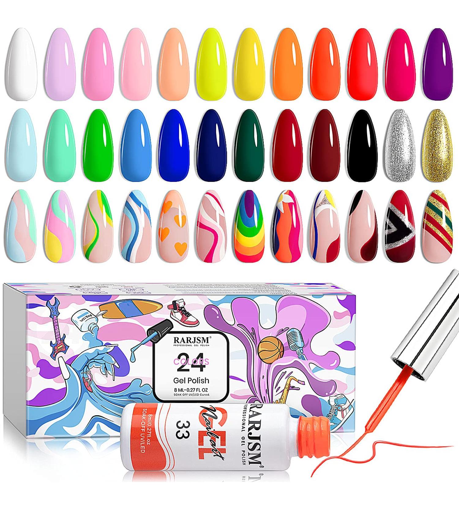 Buy RARJSM Nail Art Gel Liner Set - 24 Colors for Nail Art Design | Soak Off UV LED Curing | Glitter & Creative Painting - Buy Online on SooperMarket.com