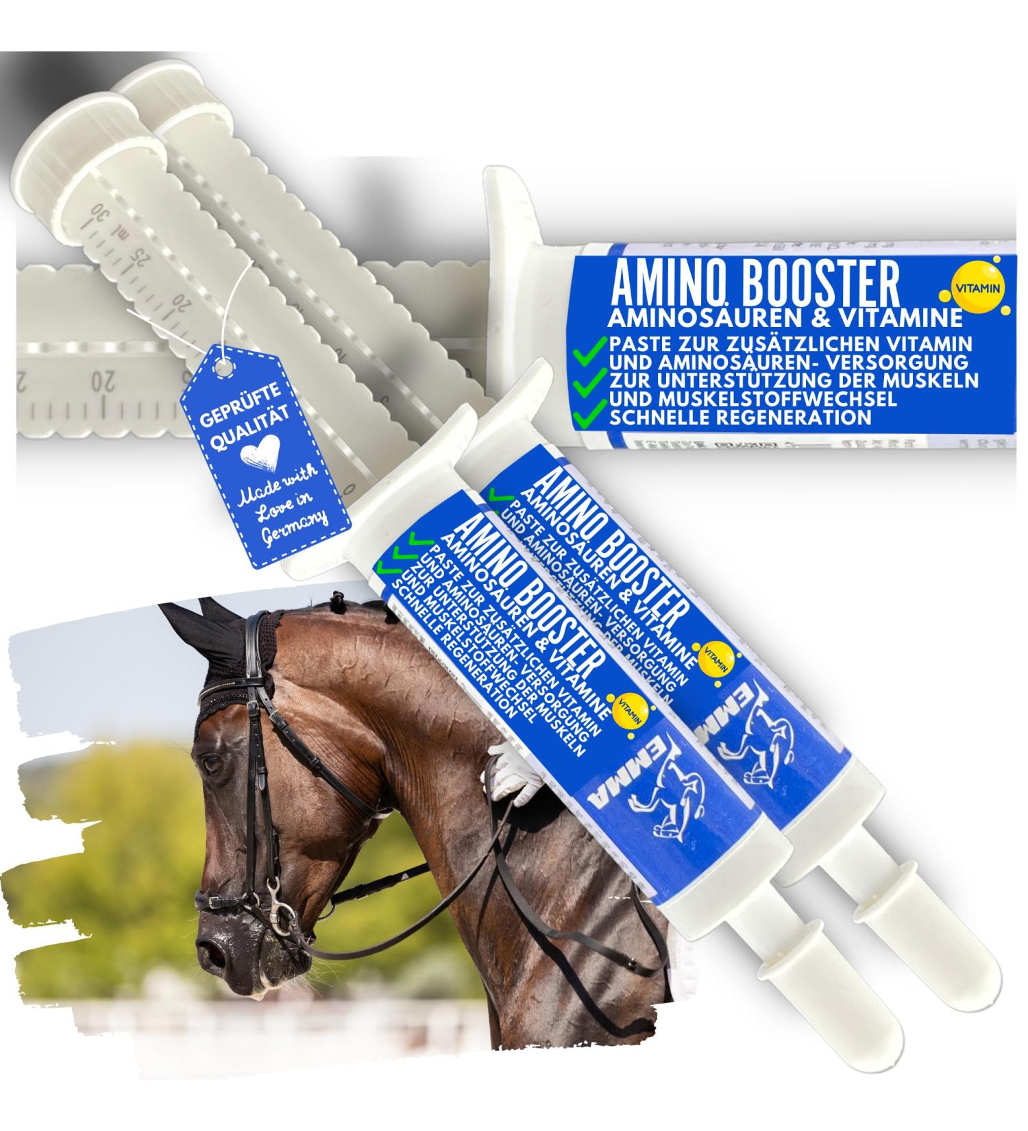 Premium Vitamin Paste for Horses | Amino Acids & Energy Booster | Muscle Regeneration & Performance | 3x30ml - Buy Online on SooperMarket.com