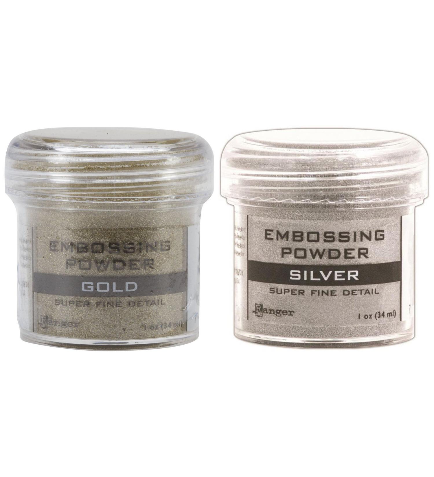 Ranger Embossing Powder - 1 Jar Gold + 1 Jar Silver - 2 pack variety Gold + Silver