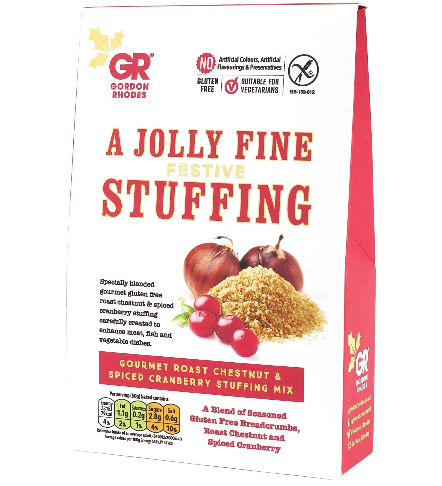 Gordon Rhodes' Gluten-Free Roast Chestnut & Cranberry Stuffing Mix (125gm) - Vegan Approved - Buy Online on SooperMarket.com