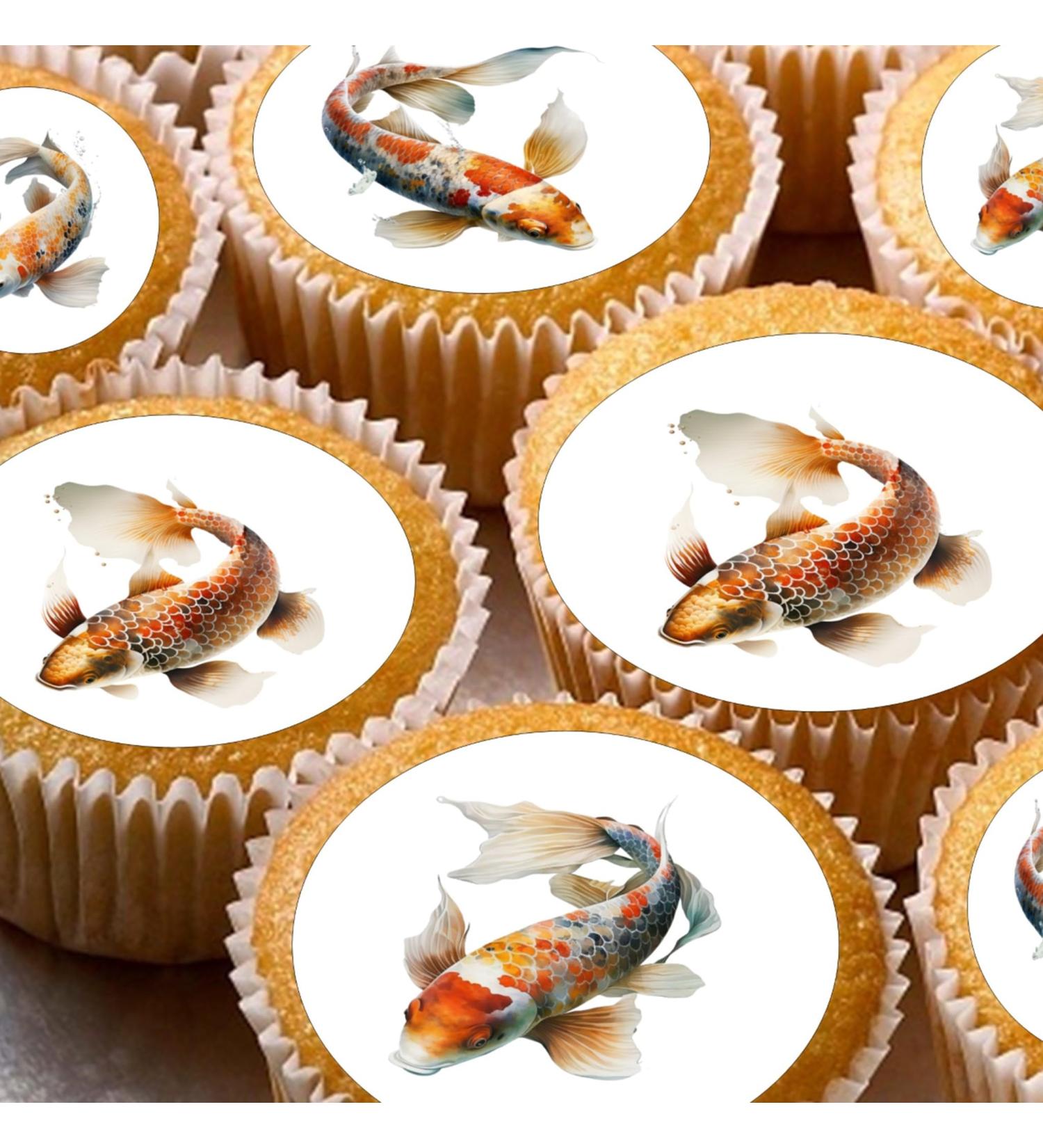 24 Koi edible Pre-Cut party decorations Wafer Paper Cupcake Topper Cake - Buy Online on SooperMarket.com