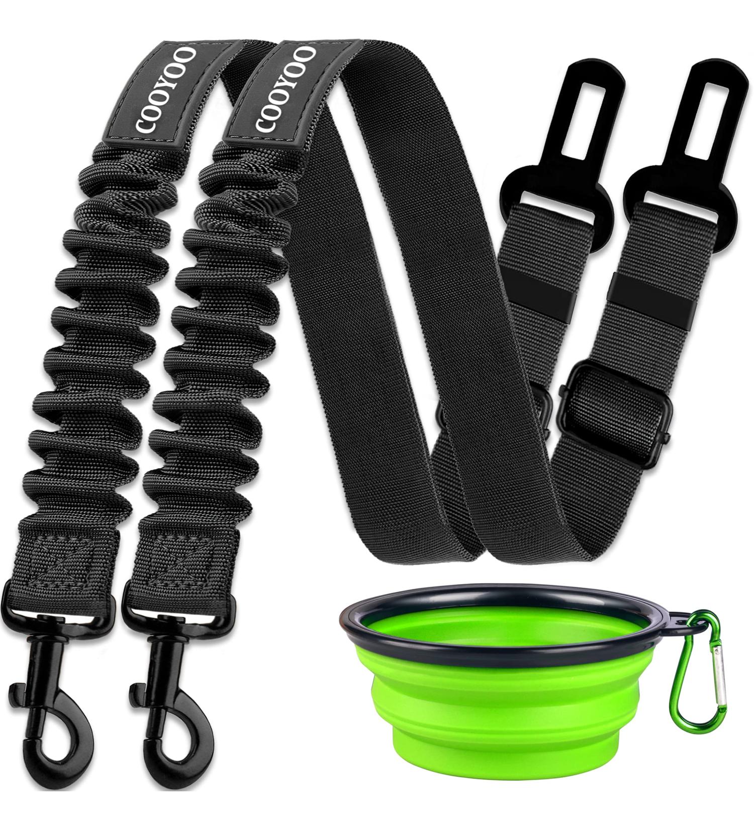 COOYOO Retractable Dog Seat Belt Set - Adjustable, Heavy Duty & Durable Safety Harness for Dogs - Buy Online on SooperMarket.com