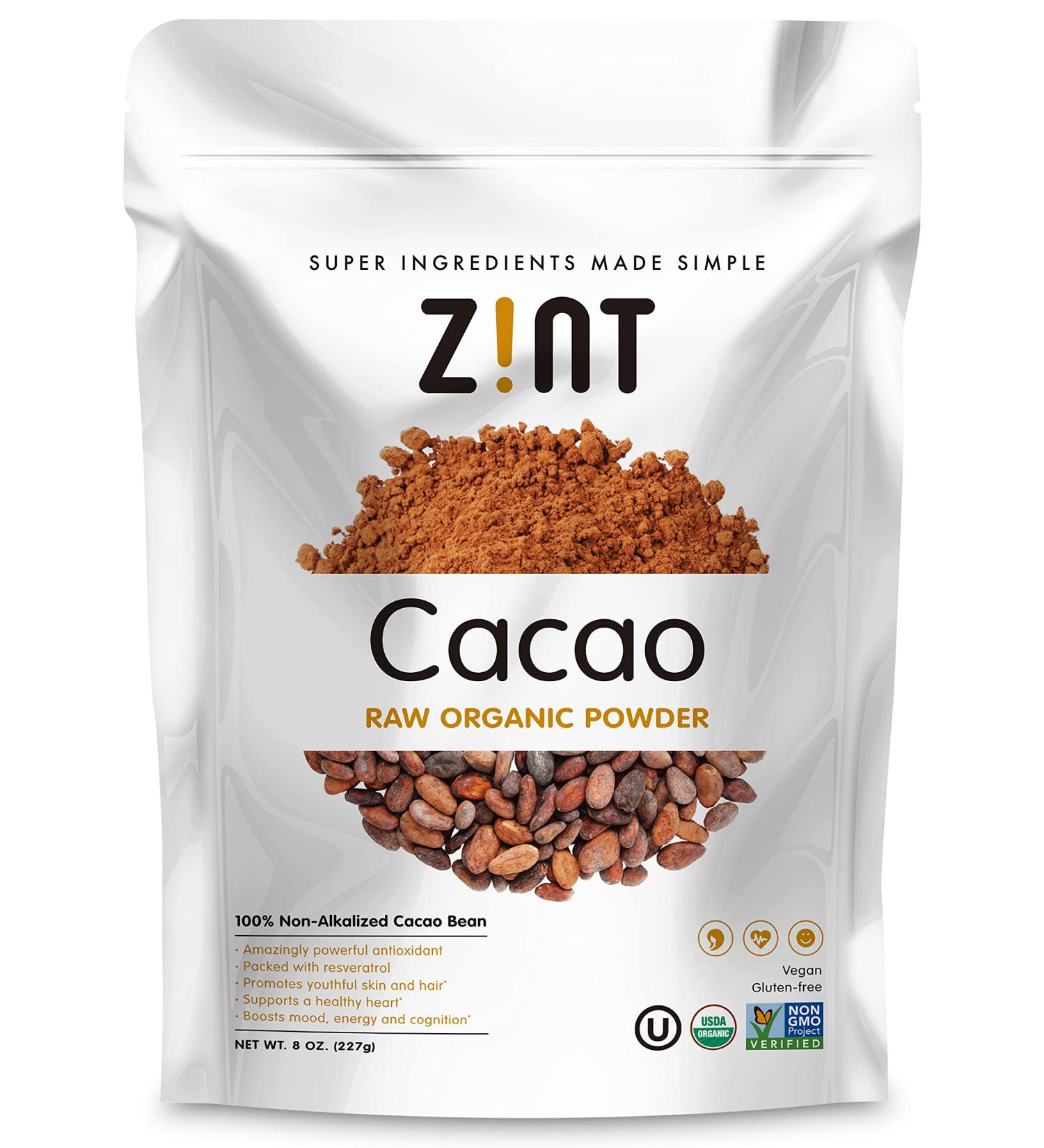 Zint Organic Cacao Powder 8 oz | Raw & All-Natural Cocoa Superfood - Buy Online on SooperMarket.com