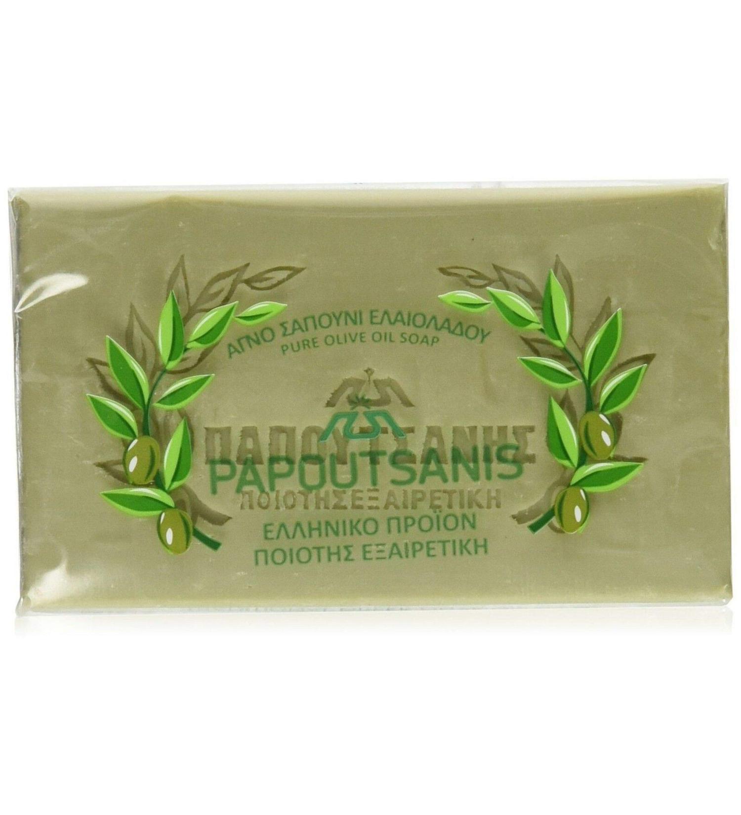 Olive Oil Soap Papoutsanis 12pcs x 125g - Pure & Natural Cleansing Bar Bundle - Buy Online on SooperMarket.com