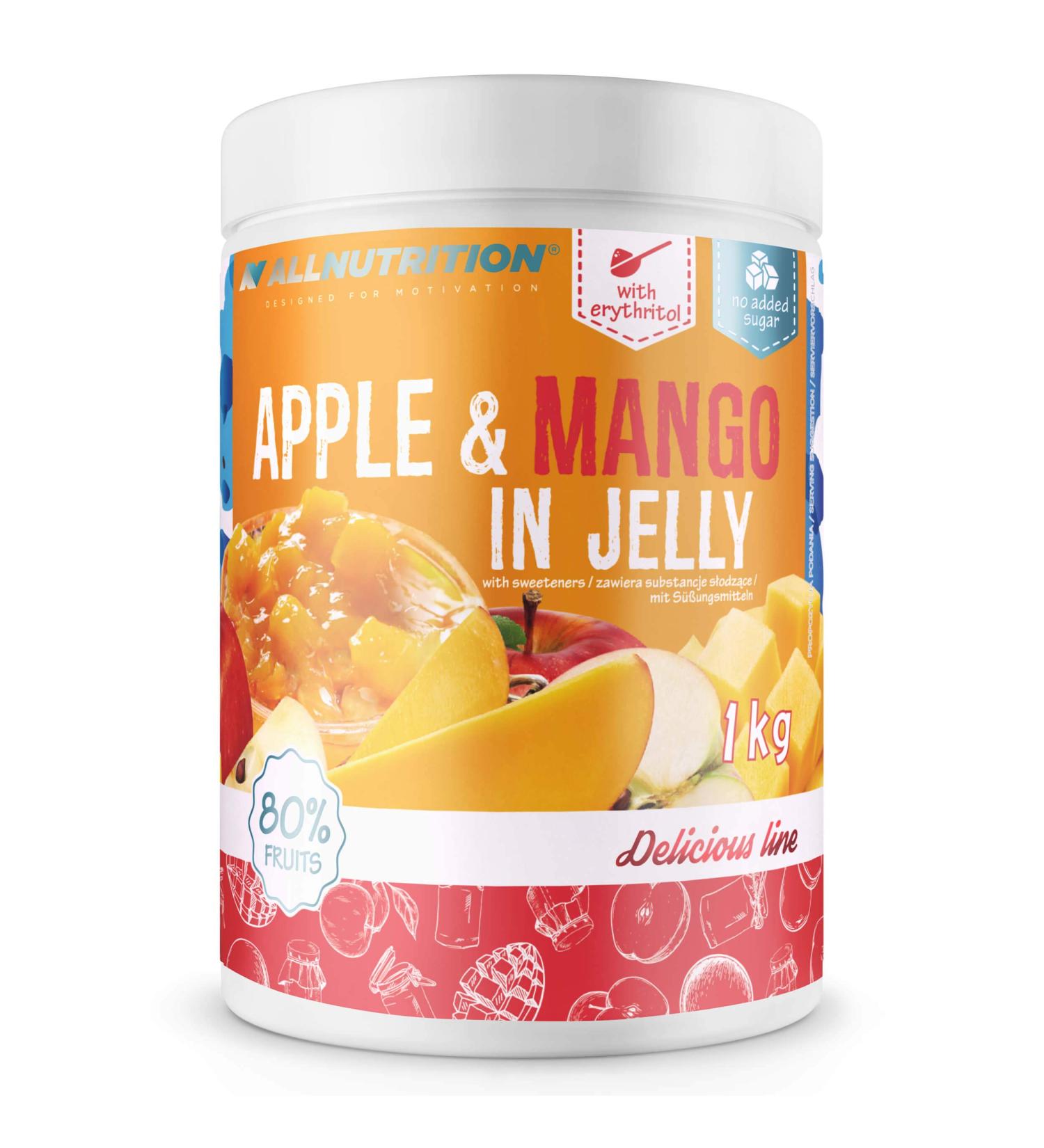 ALLNUTRITION Sugar Free Jam - Fruits in Jelly Apple and Mango - Seriously Low Carb Fruits in Jelly - 80% Fruit Jelly Low Calorie Spread - Sugar Free Marmalade - Vegan Friendly - 1000g